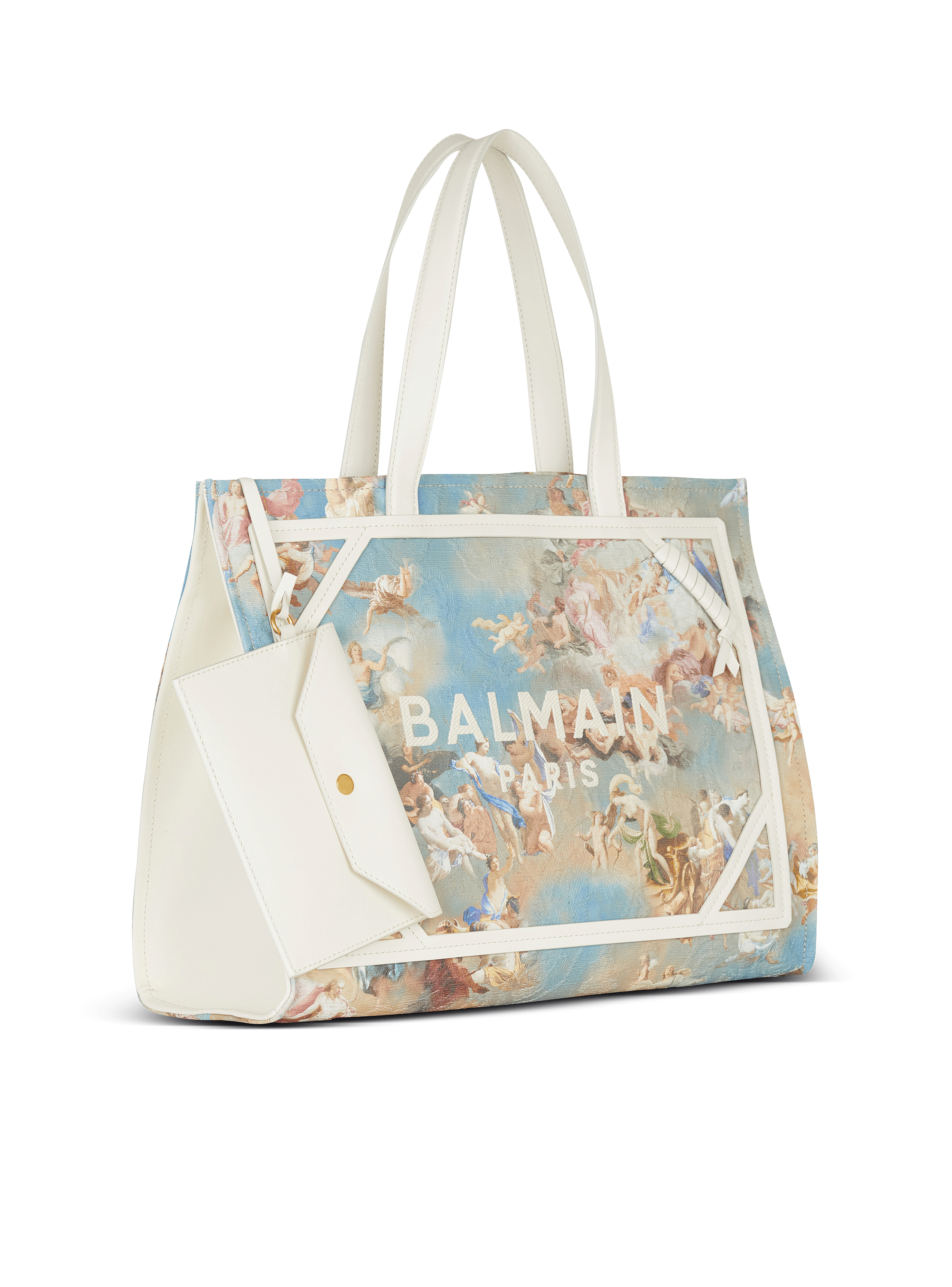 B-Army 42 tote bag in Sky print canvas with leather details