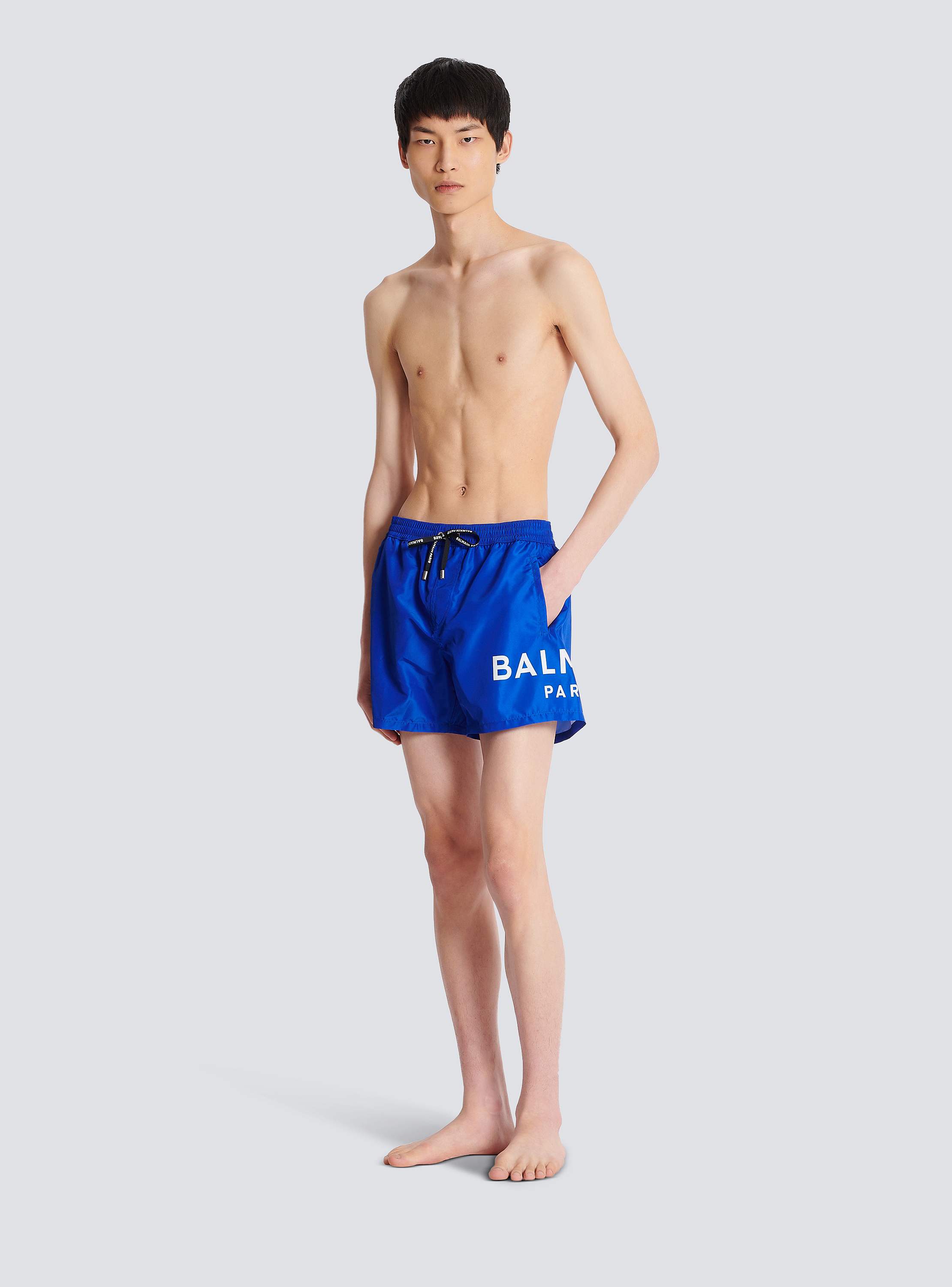 【送料&関税込】Balmain Shorts Cotton shorts with flocked Balmain Paris logo black - Men