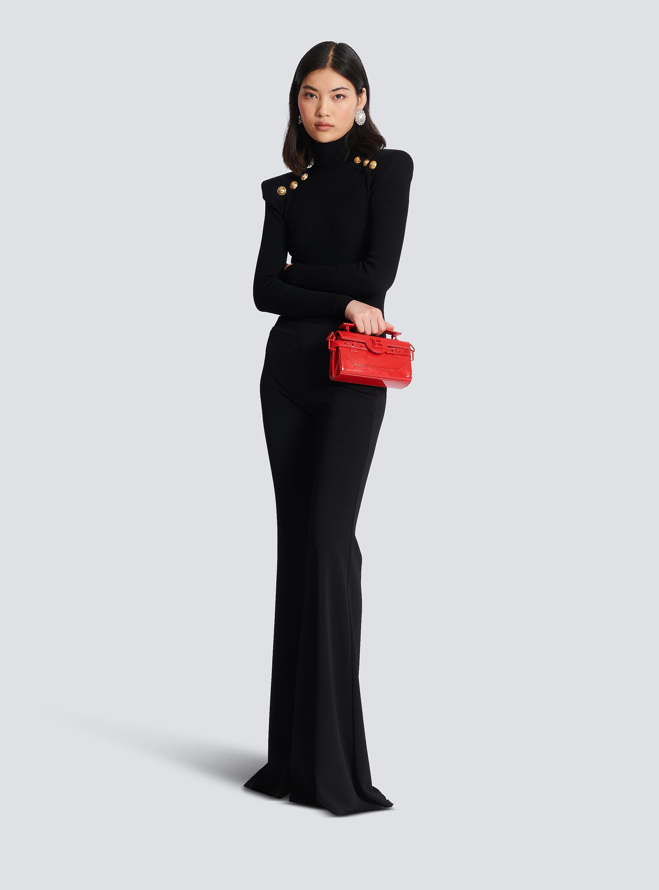 Knit jumper with gold buttons black - Women | BALMAIN Knit jumper with gold buttons black - Women | BALMAIN