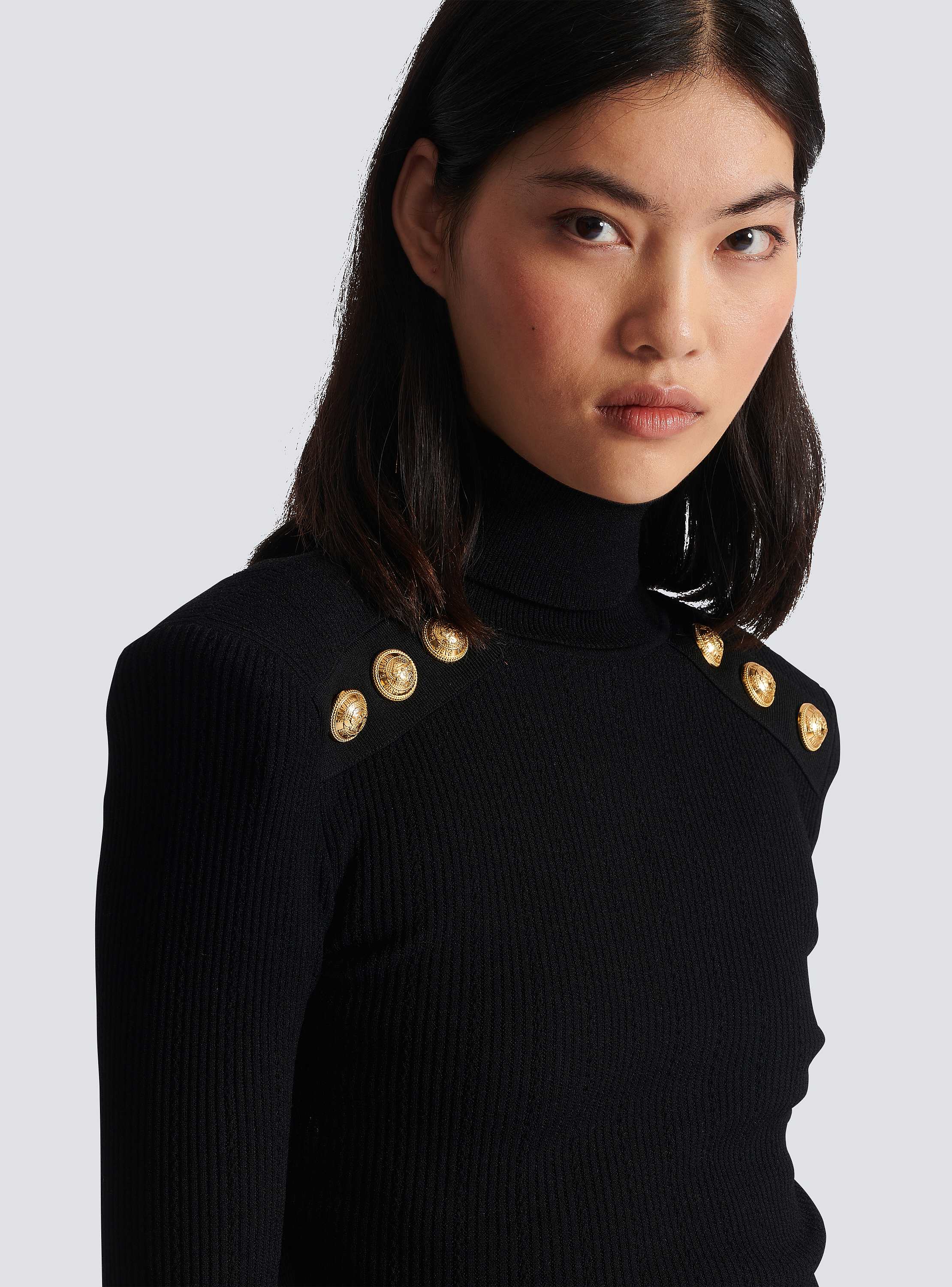 2024高い素材  Knit jumper with gold buttons black - Women | BALMAIN トップス