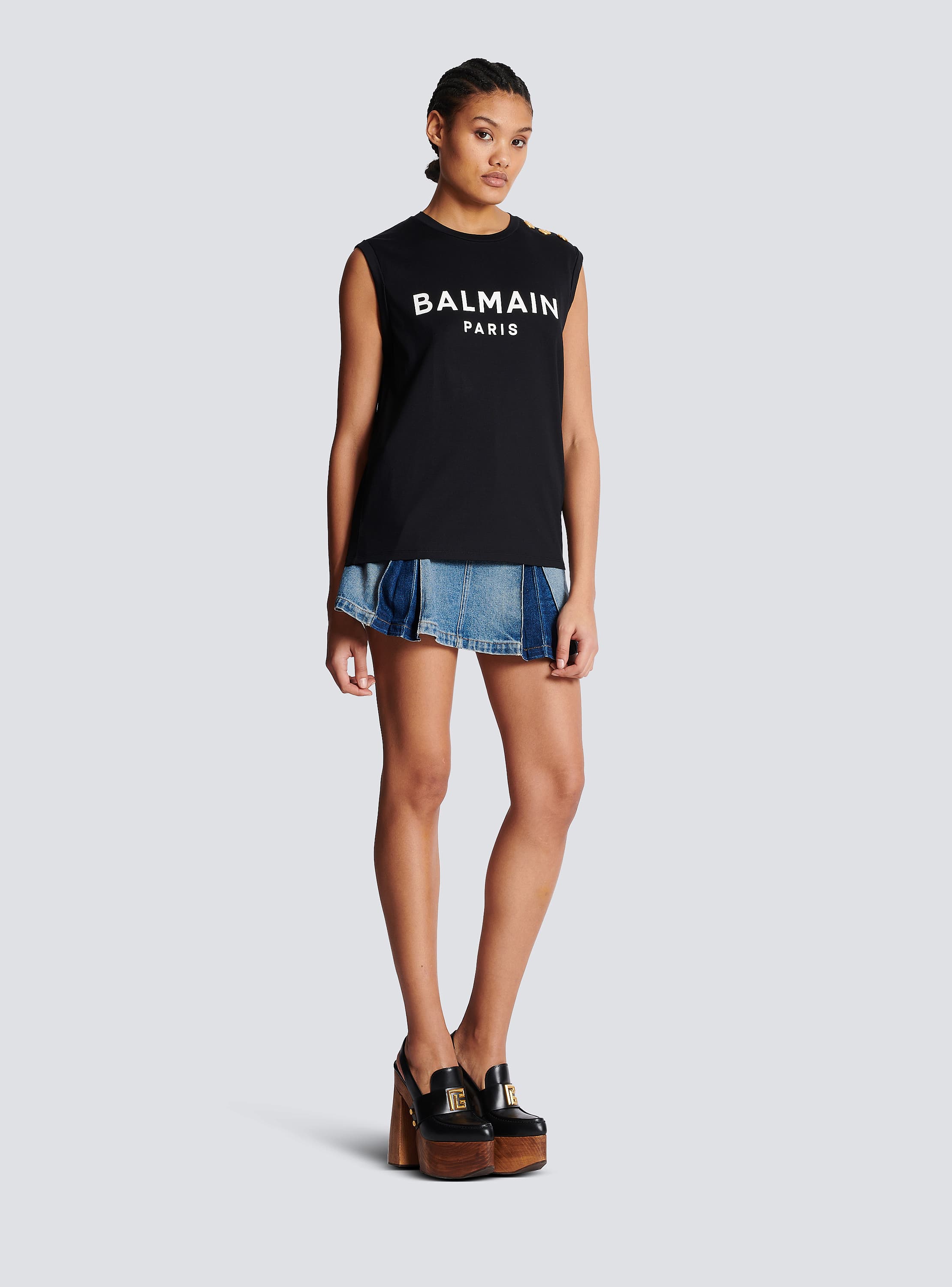 Eco-designed cotton T-shirt with Balmain logo print black
