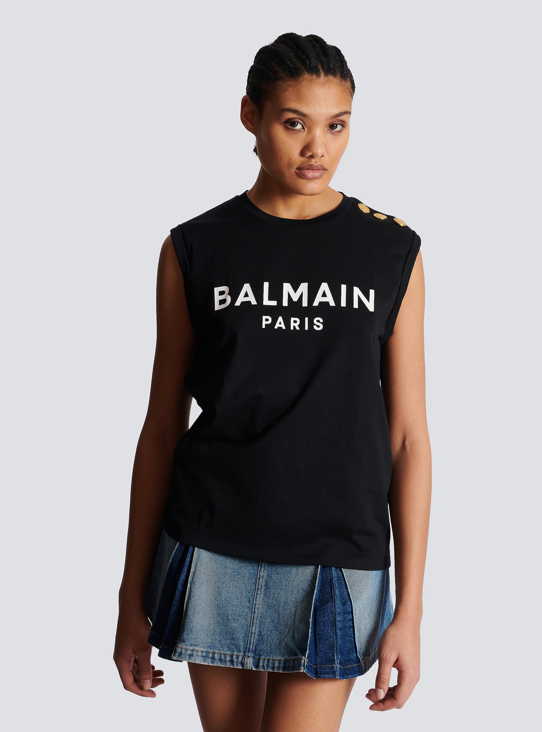 Eco-designed cotton T-shirt with Balmain logo print black