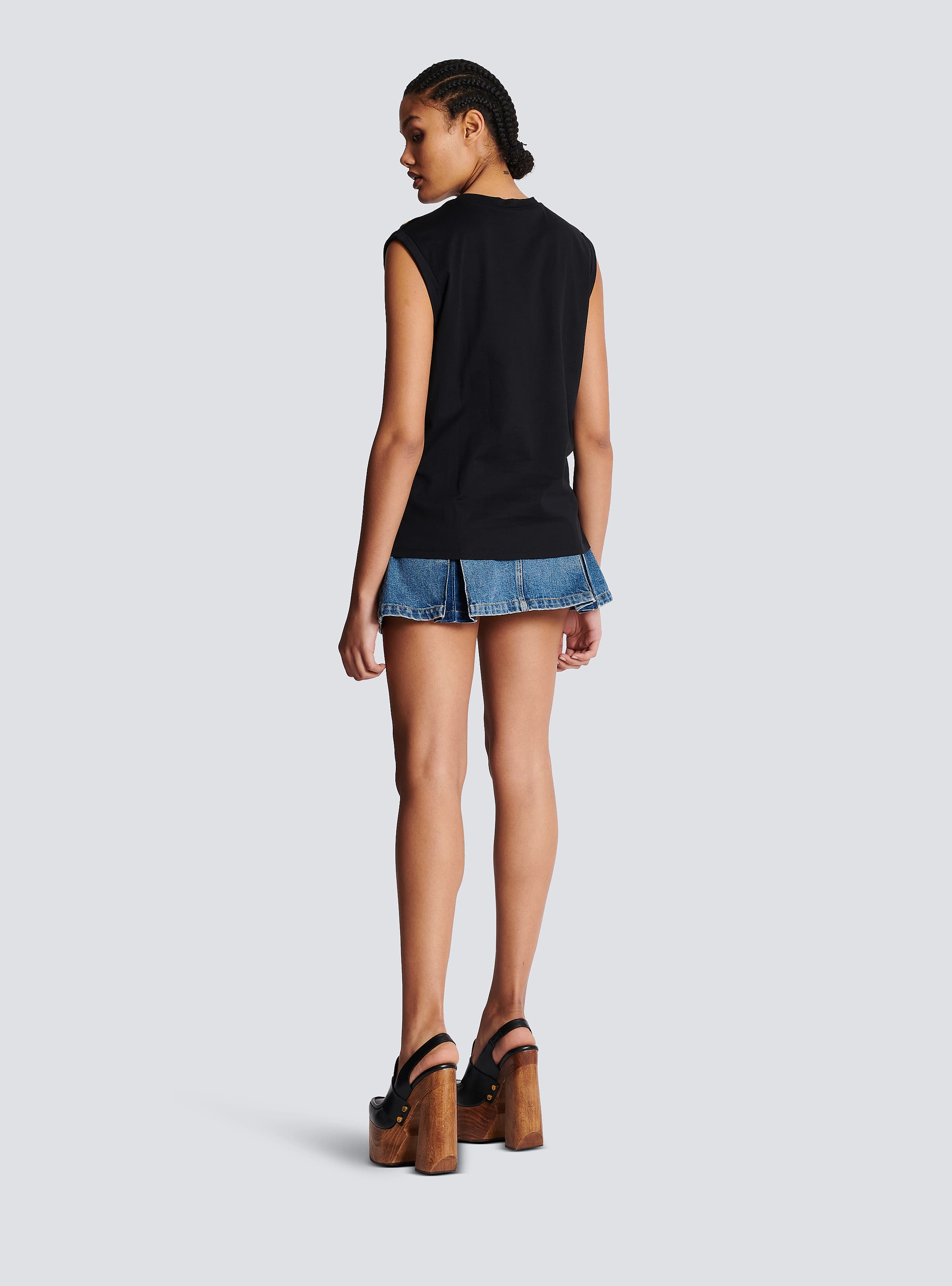 Eco-designed cotton T-shirt with Balmain logo print black Eco-designed cotton T-shirt with Balmain logo print black