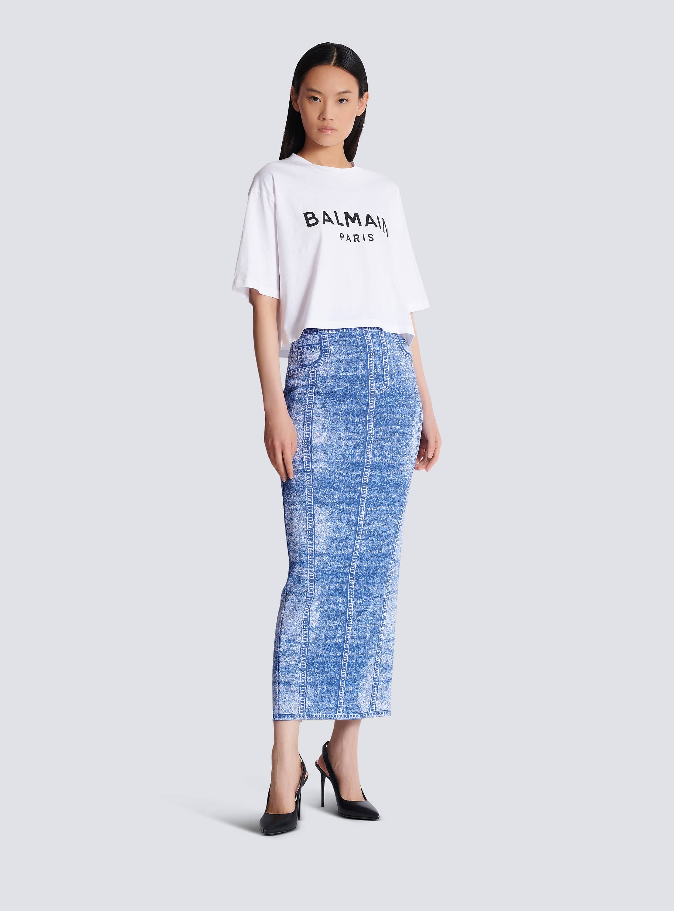 T-shirt with Balmain Paris print white - Women | BALMAIN