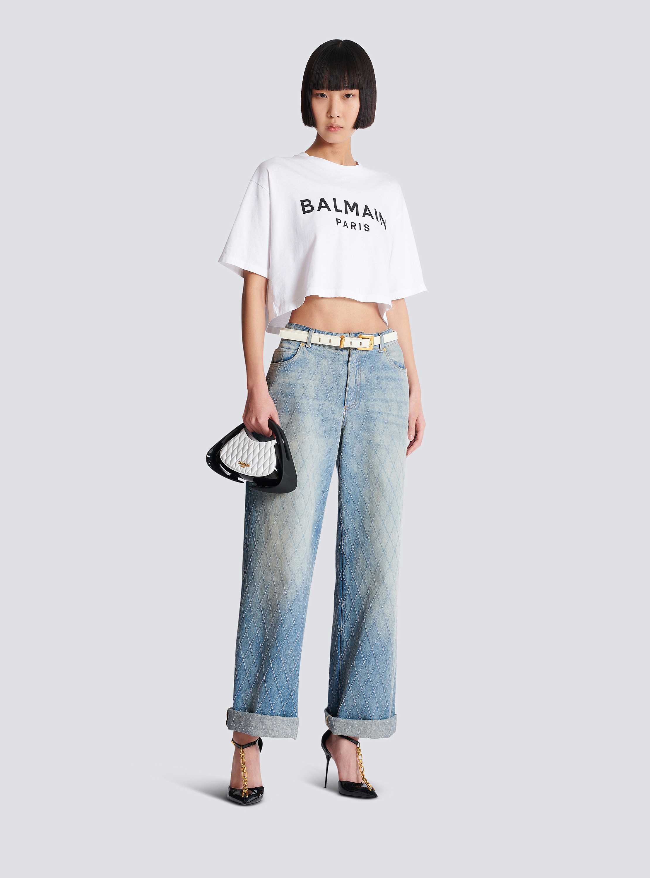 T-shirt with Balmain Paris print white - Women | BALMAIN T-shirt with Balmain Paris print white - Women | BALMAIN