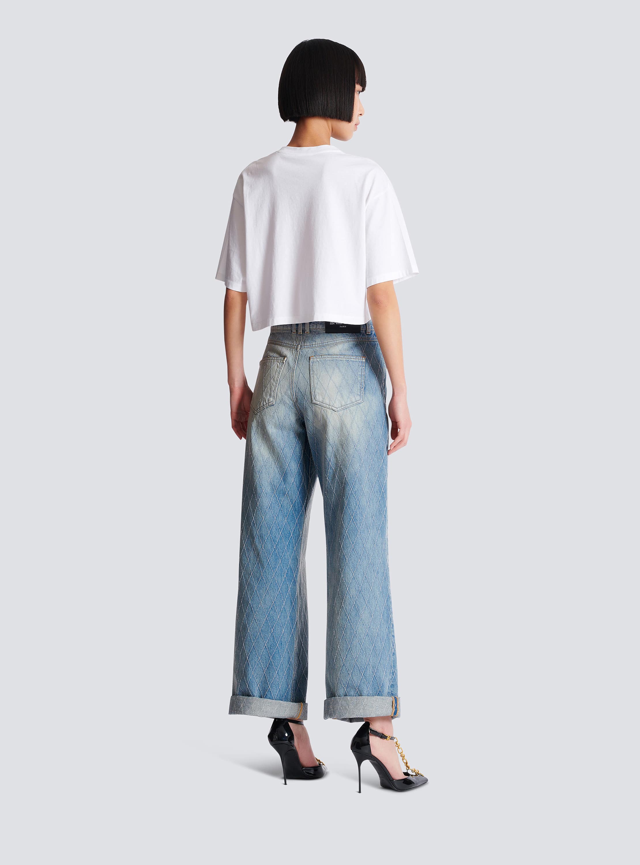 T-shirt with Balmain Paris print white - Women | BALMAIN T-shirt with Balmain Paris print white - Women | BALMAIN