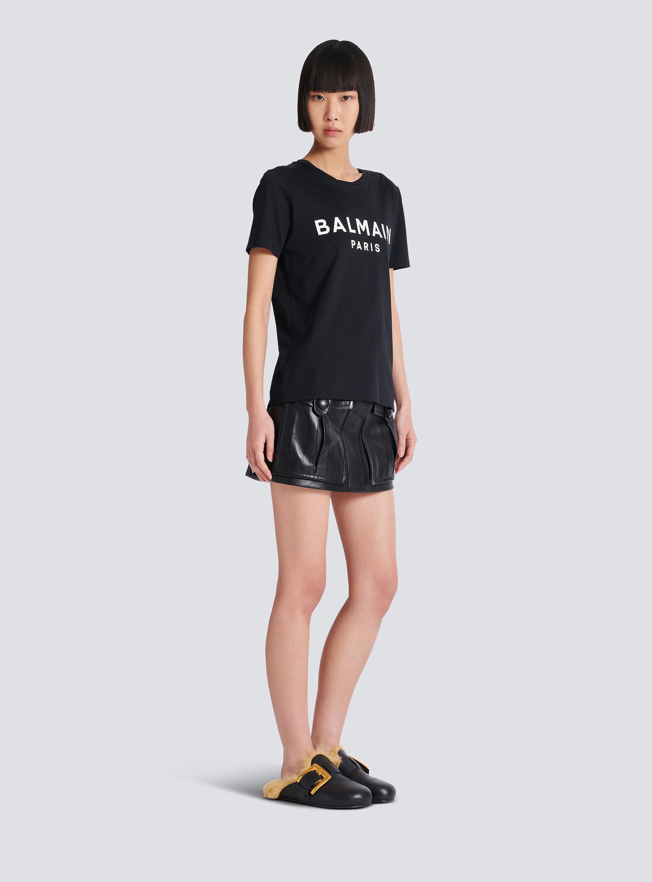 T-shirt with Balmain Paris print black - Women | BALMAIN T-shirt with Balmain Paris print black - Women | BALMAIN