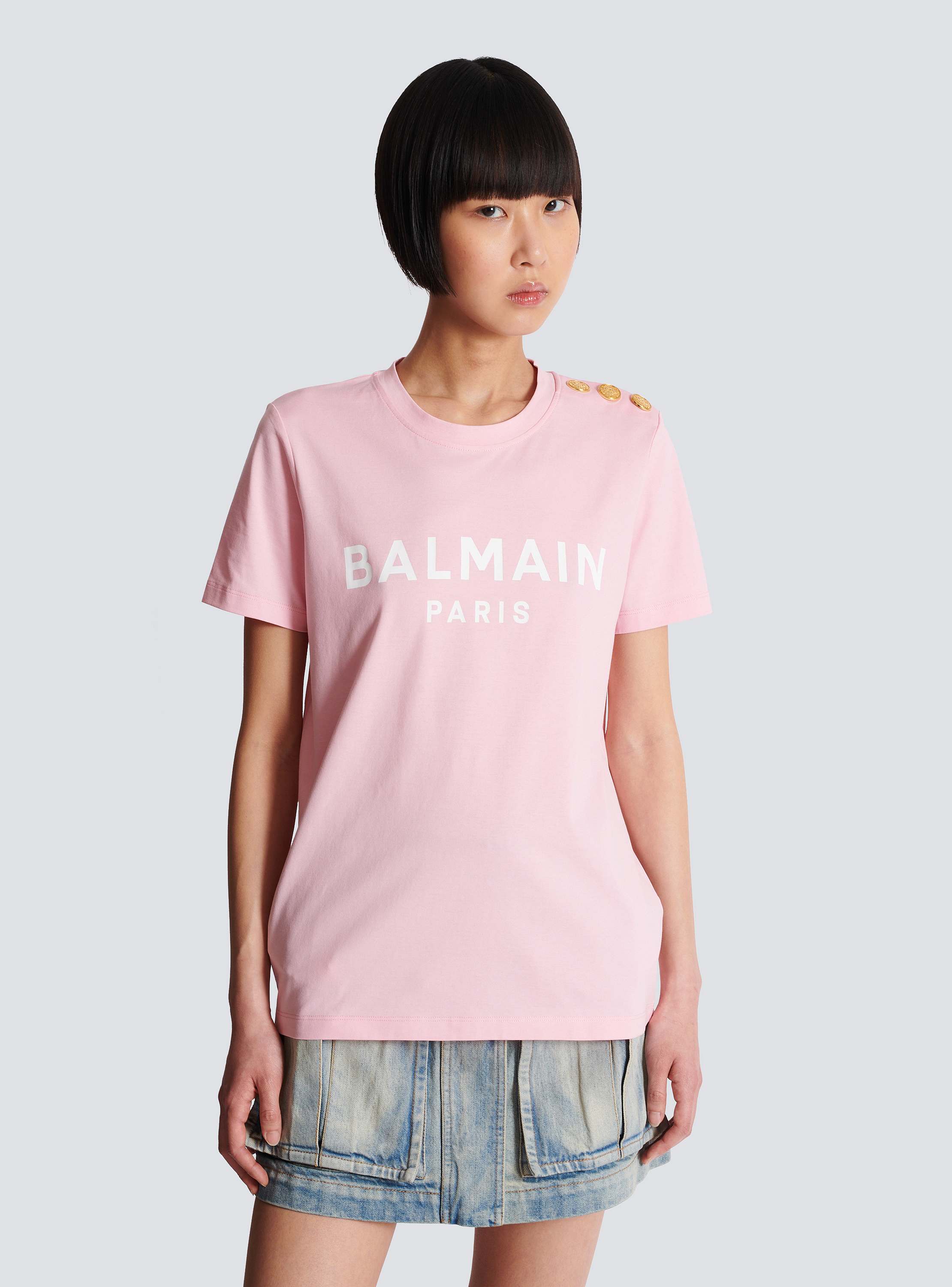 【関税＆送料込み】Balmain 3 Btns Printed T-Shirt Clothing T-shirt with Balmain Paris print - Men | BALMAIN