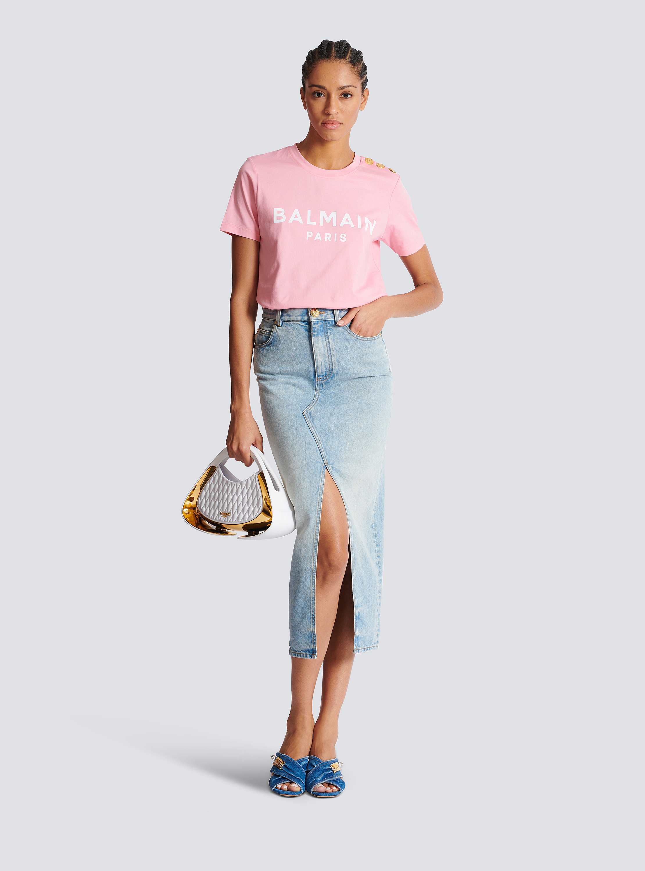 T-shirt with Balmain Paris print multicolor - Women | BALMAIN