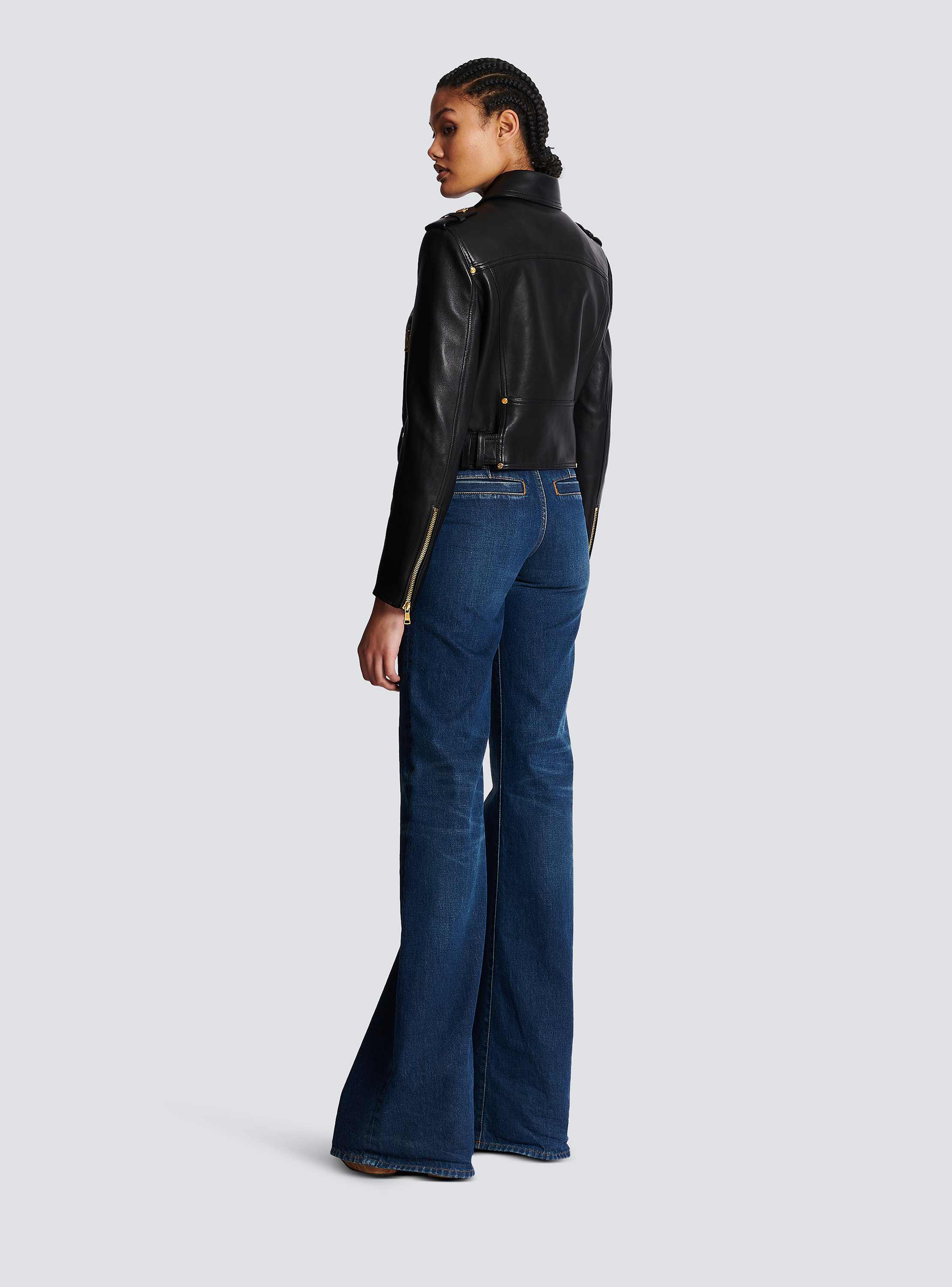 Short leather biker jacket - Women | BALMAIN