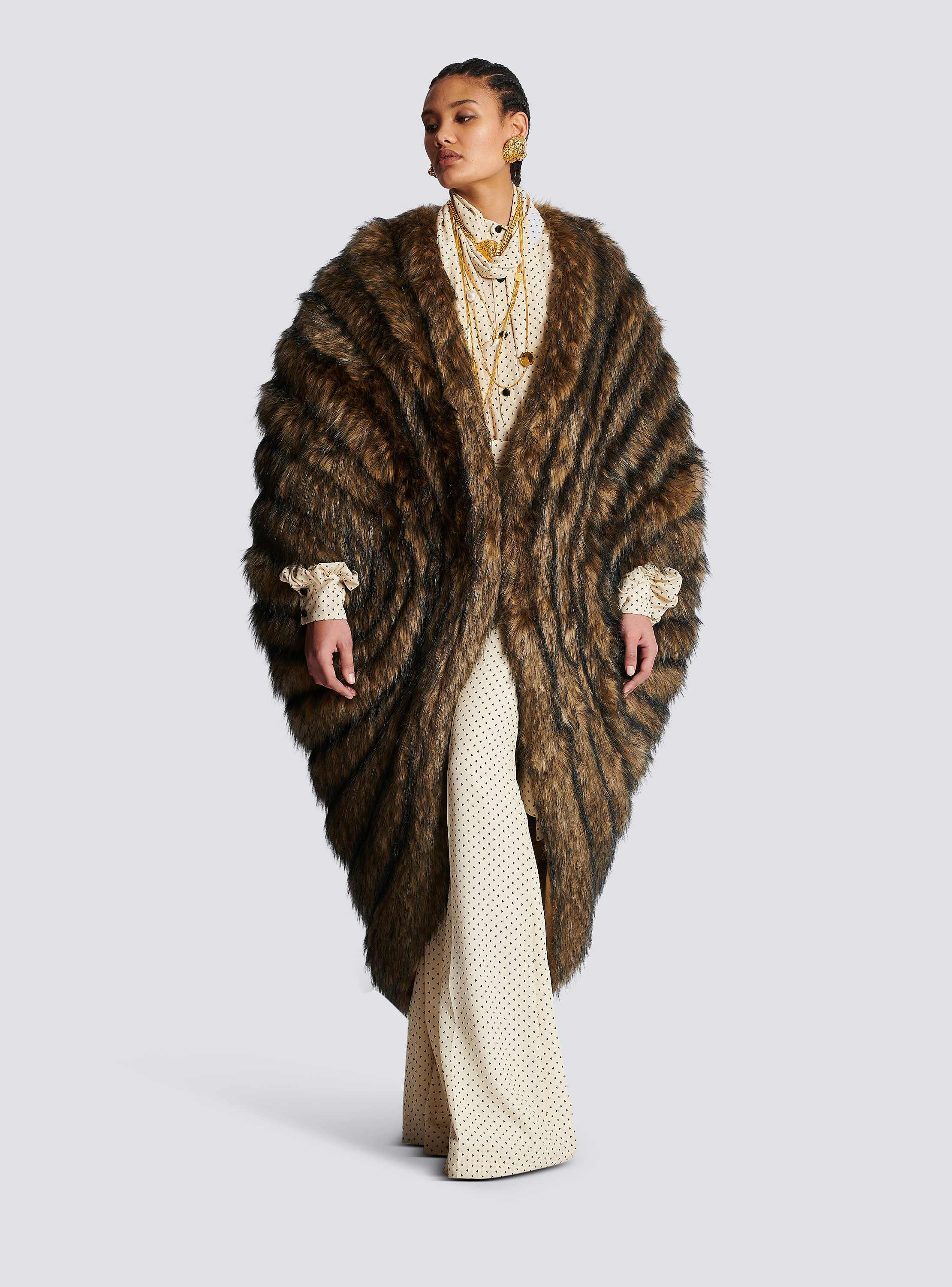 Faux fur cape