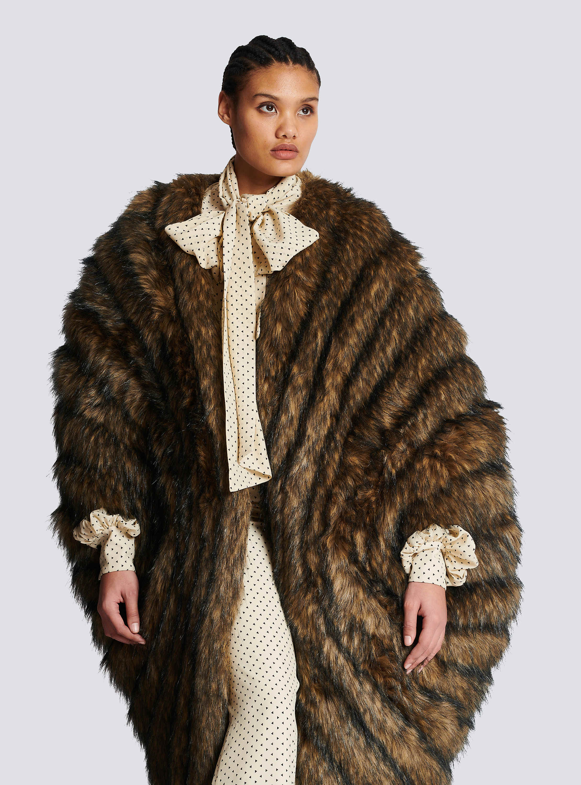 Faux fur cape
