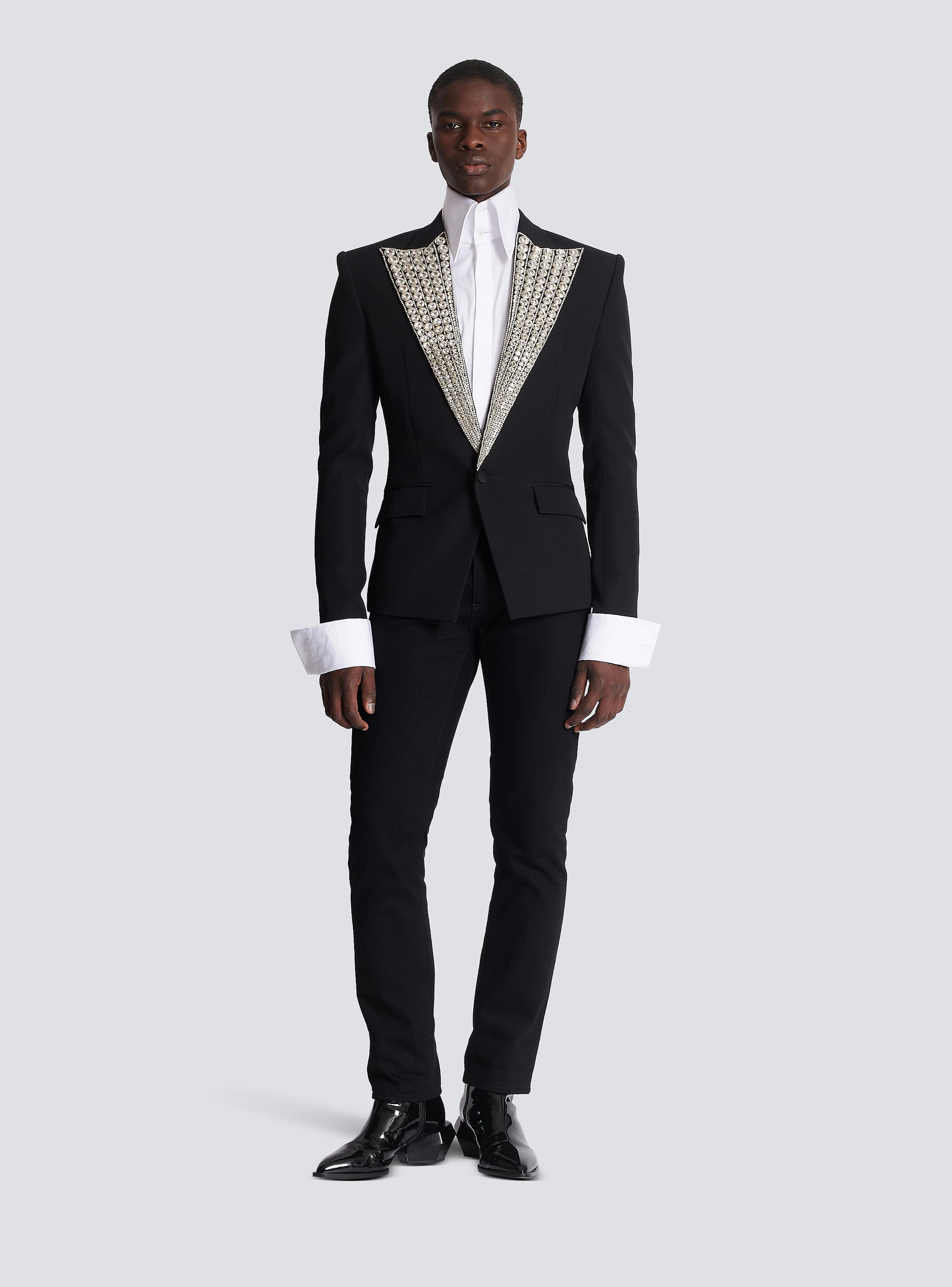 Jacket with crystal-embellished collar silver silver - Men