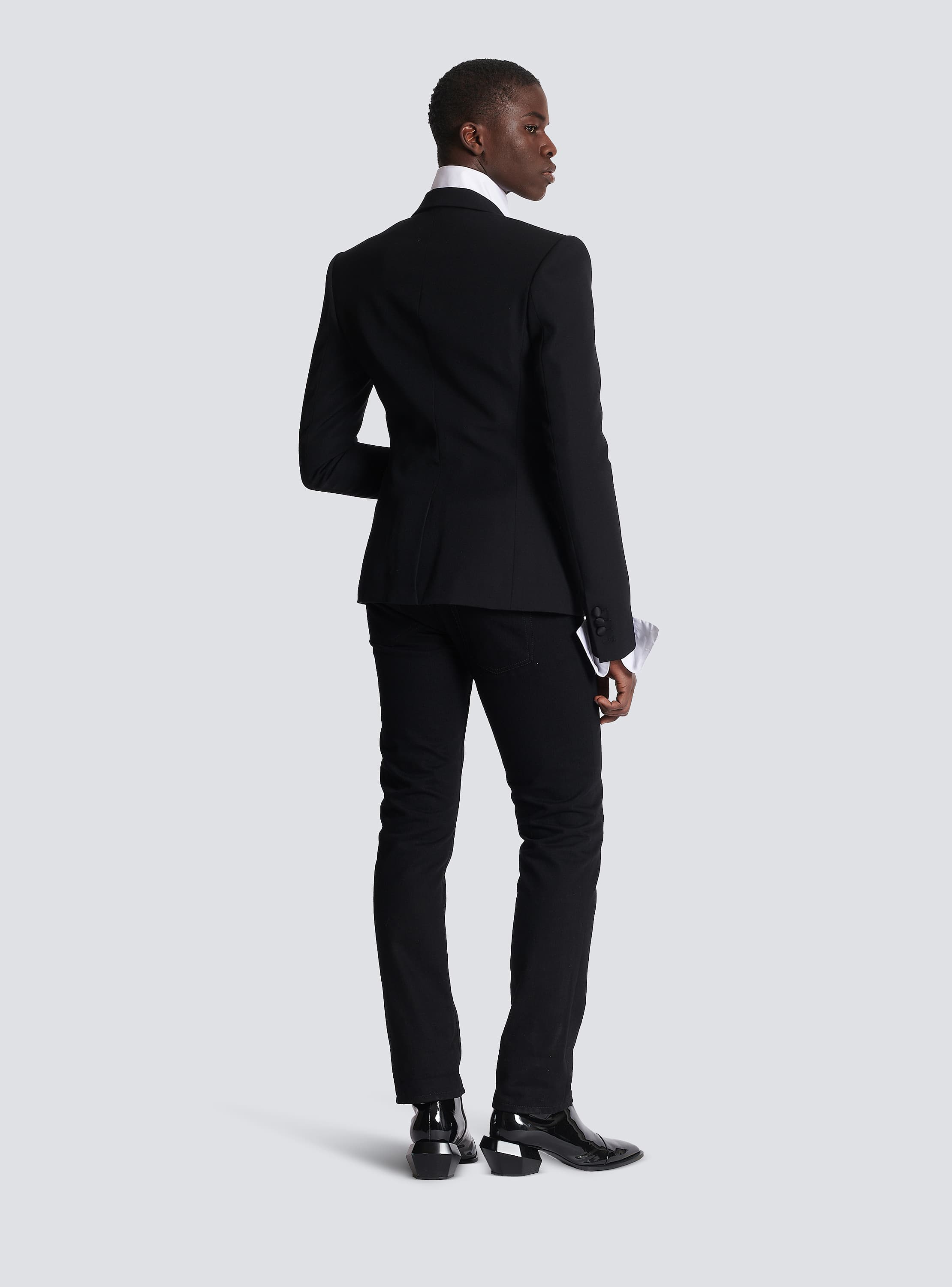 Jacket with crystal-embellished collar silver - Men | BALMAIN
