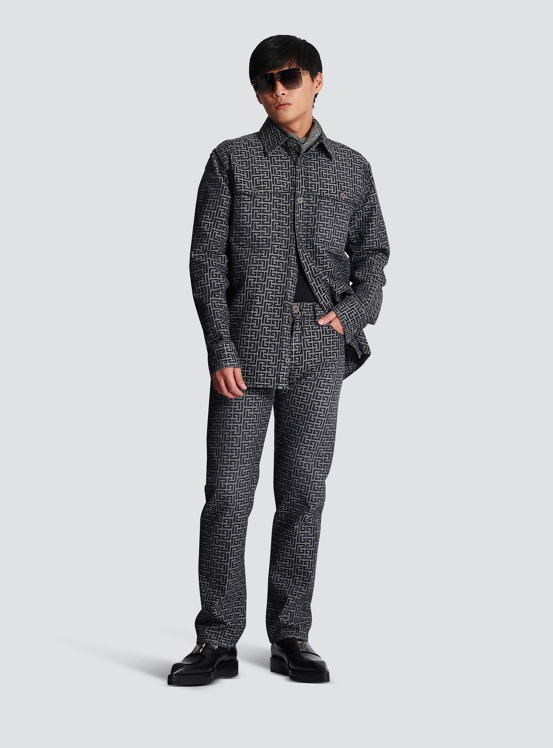 希少【BALMAIN】モノグラム ジャカード ジーンズ モノグラムジャカード デニムジーンズ - Men | BALMAIN