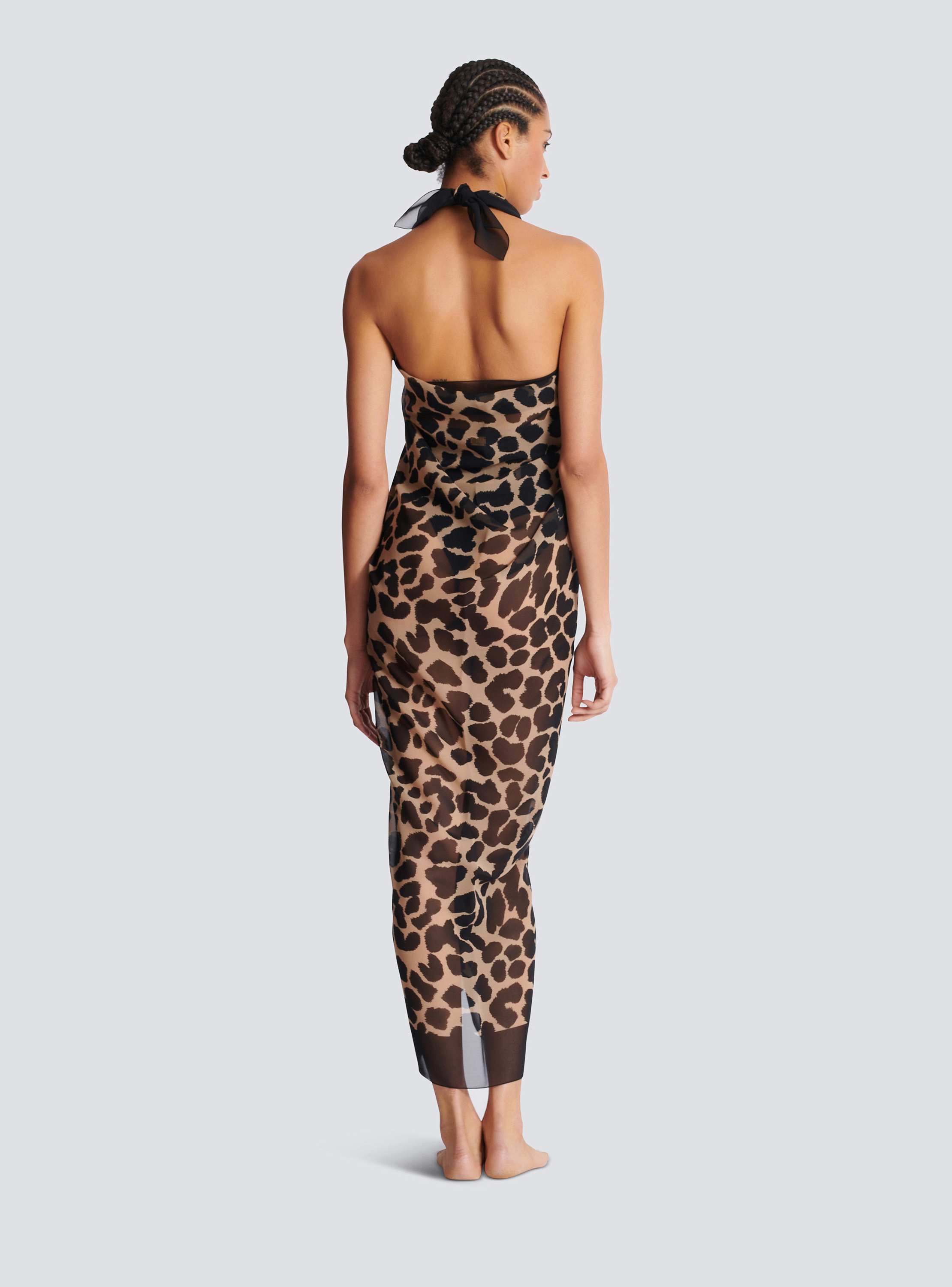 BALMAIN セミシアヒチハレオ PAREOBKG4623200 001 Leopard print beach wrap - Women | BALMAIN