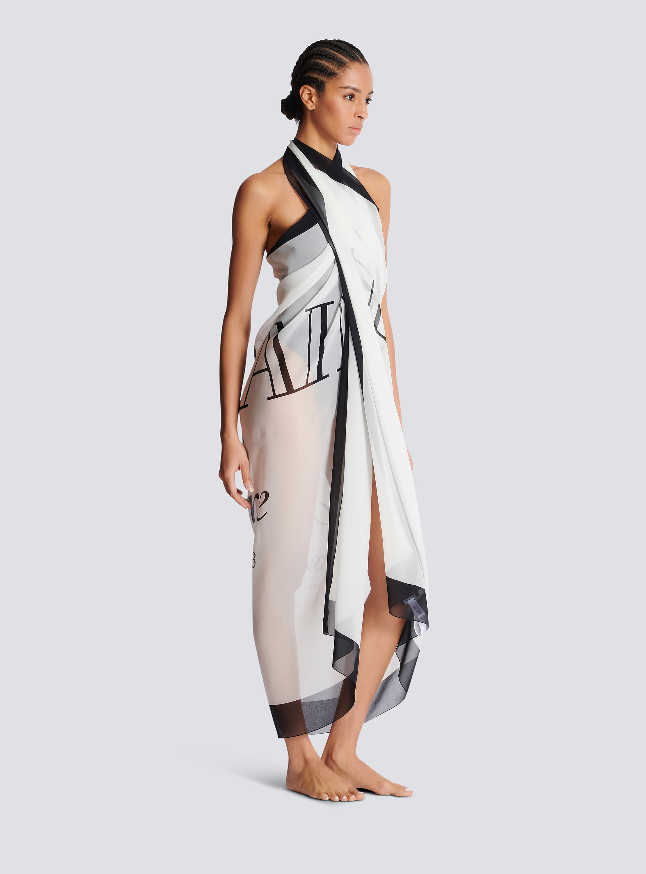 Balmain Couture printed two-tone beach wrap