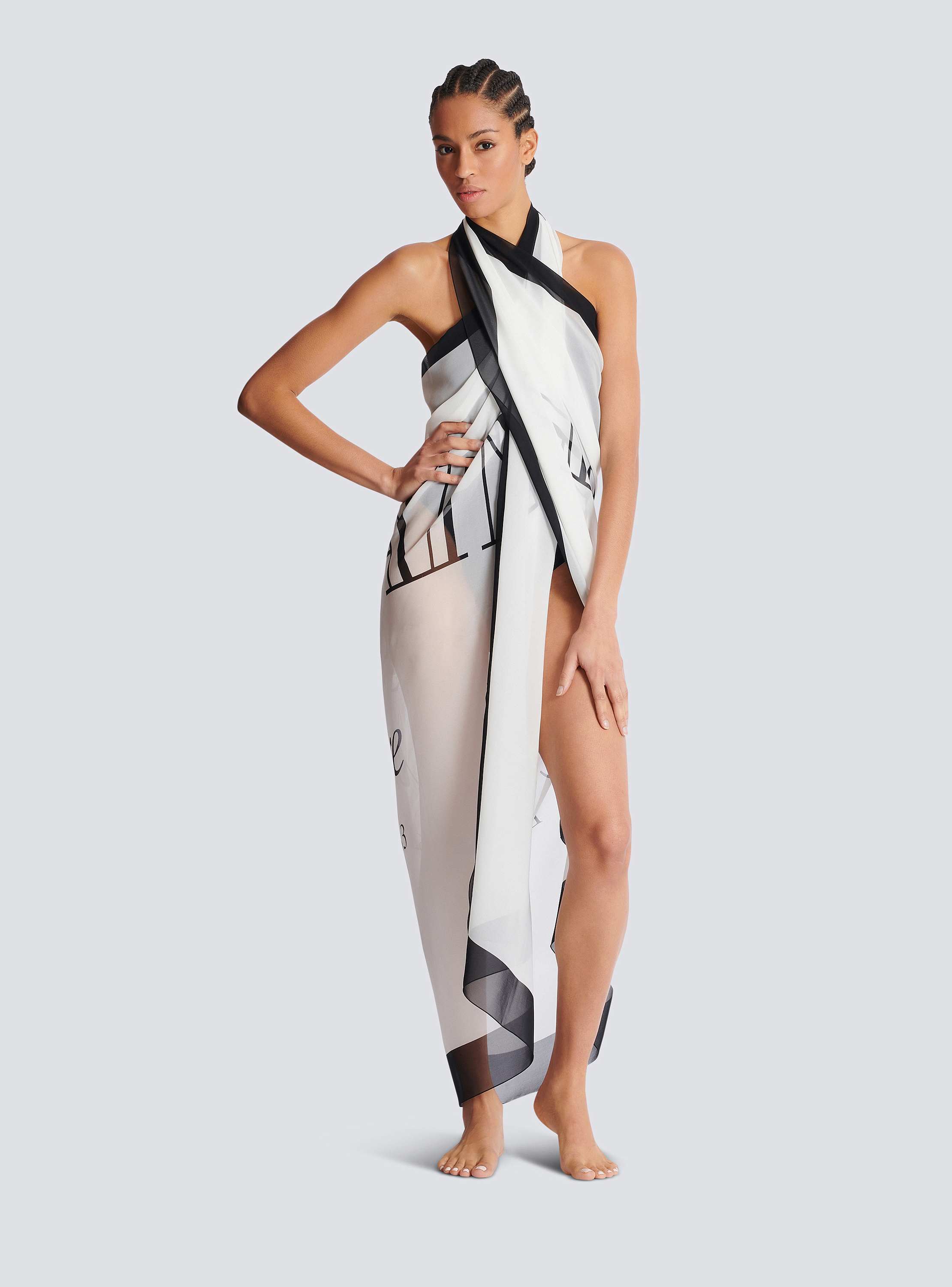 Balmain Couture printed two-tone beach wrap