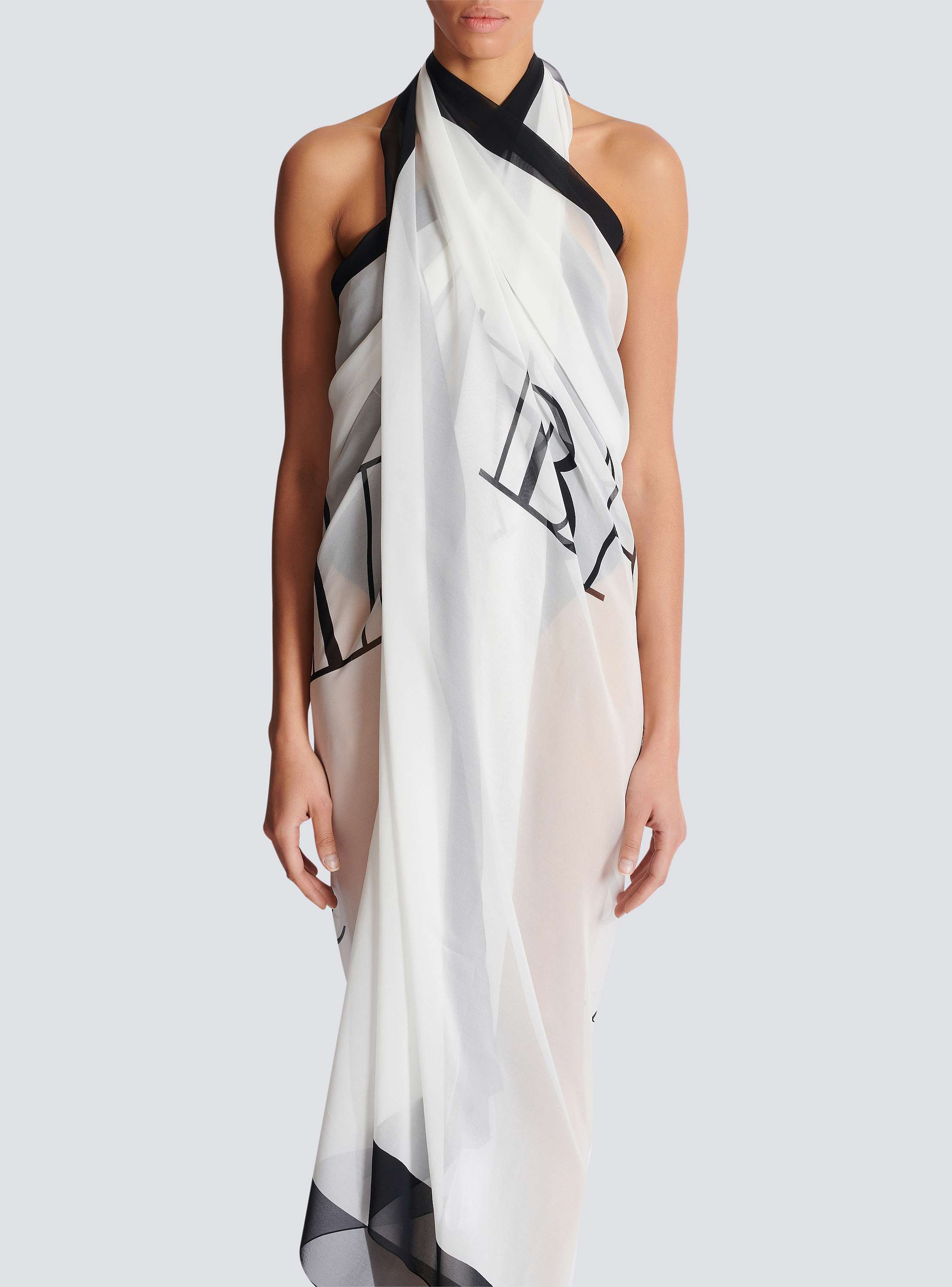 Balmain Couture printed two-tone beach wrap