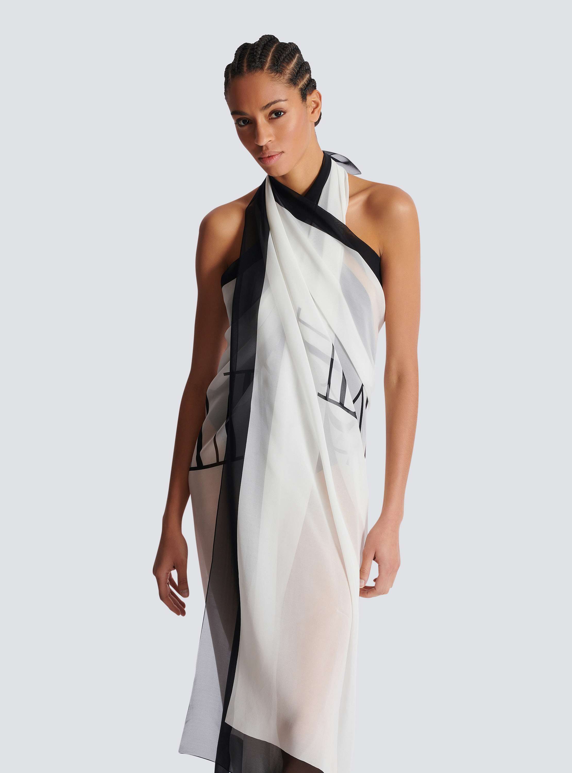 Balmain Couture printed two-tone beach wrap