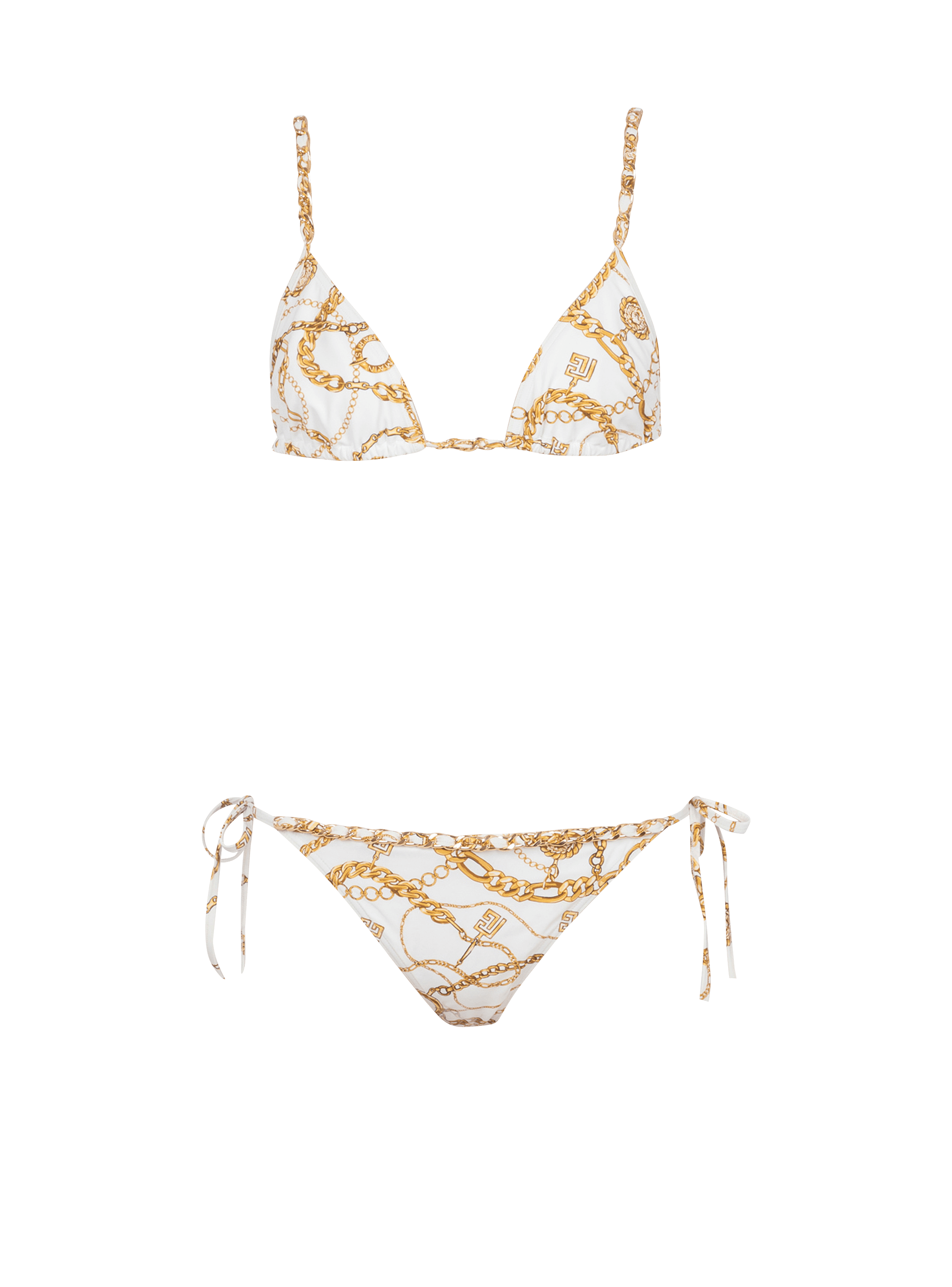 Chaînes pattern printed two-piece swimsuit