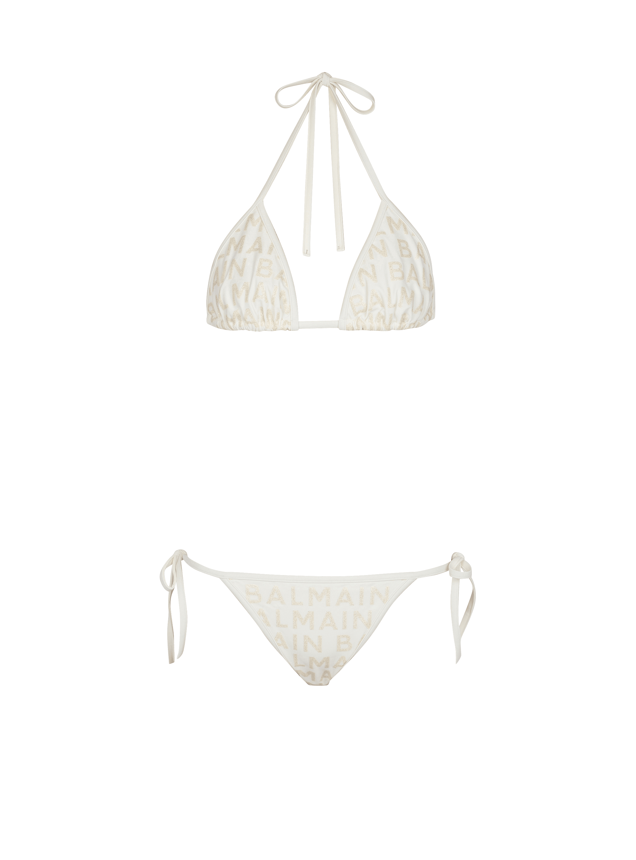 Two-piece swimsuit with Balmain logos