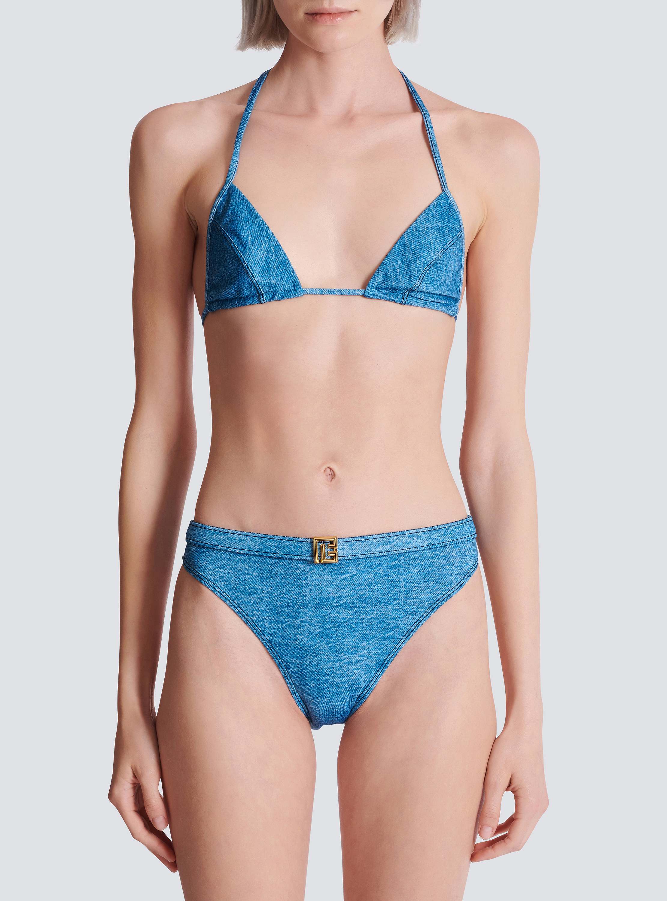 Denim two-piece swimsuit