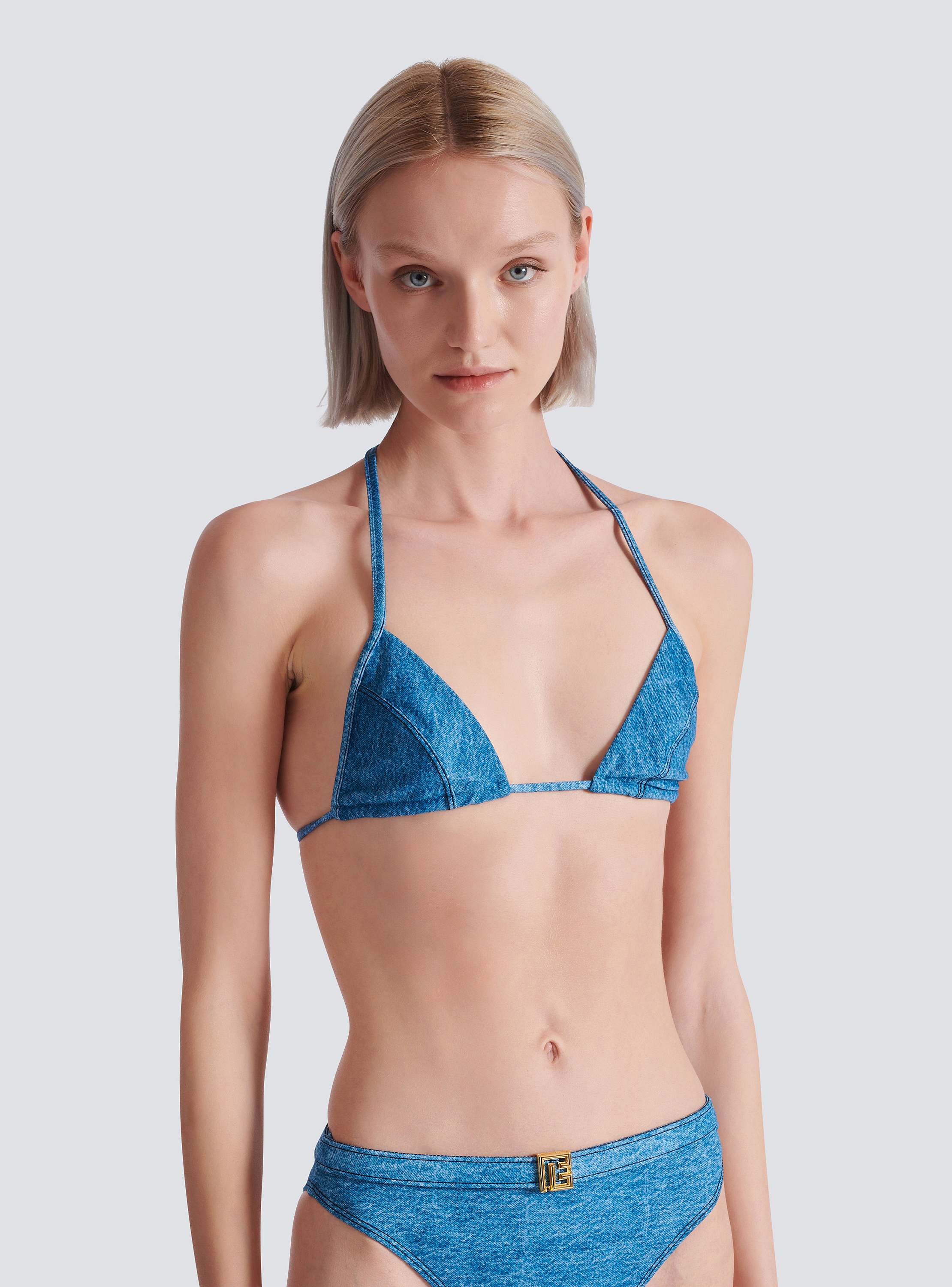 Denim two-piece swimsuit