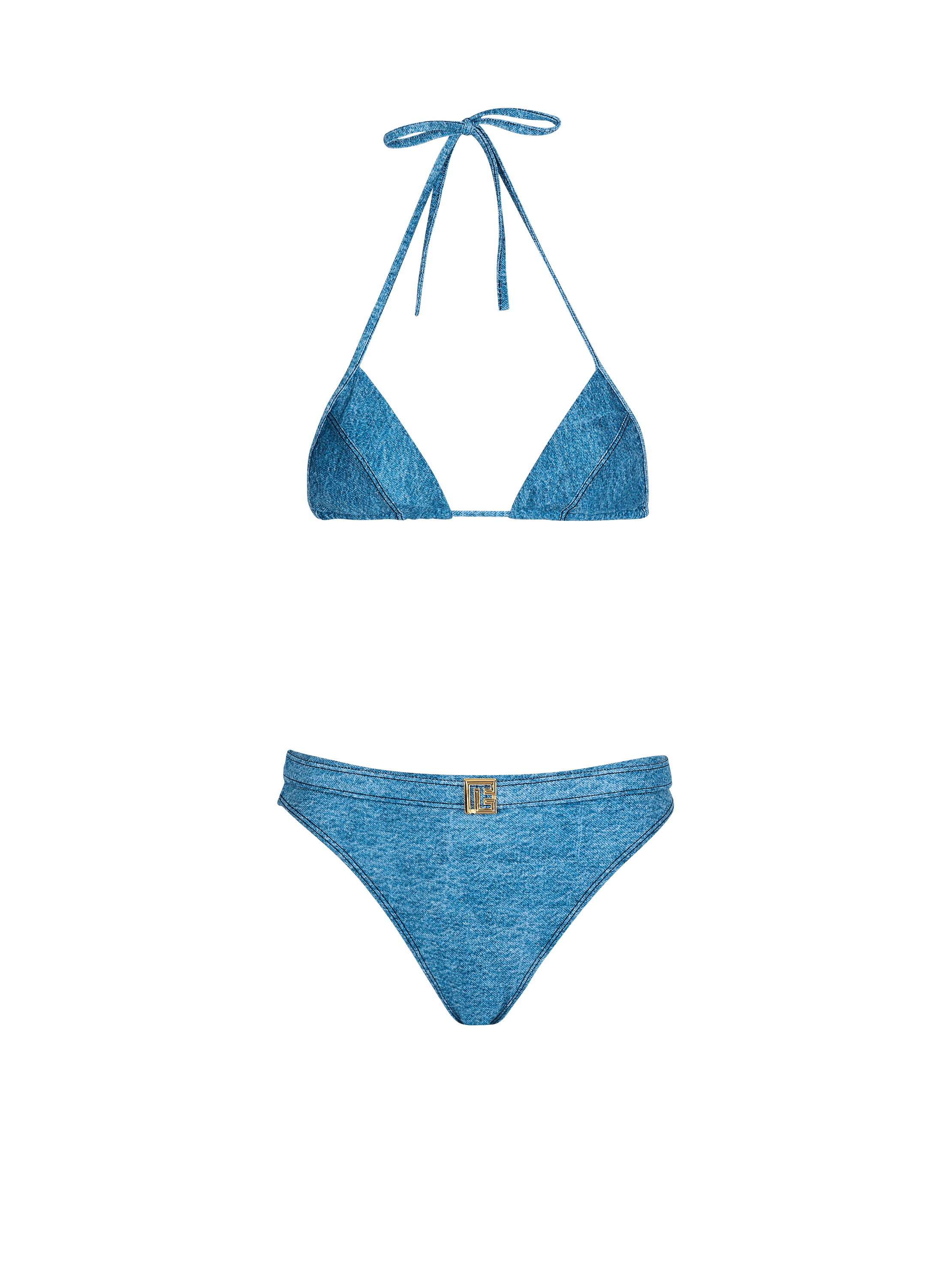 Denim two-piece swimsuit