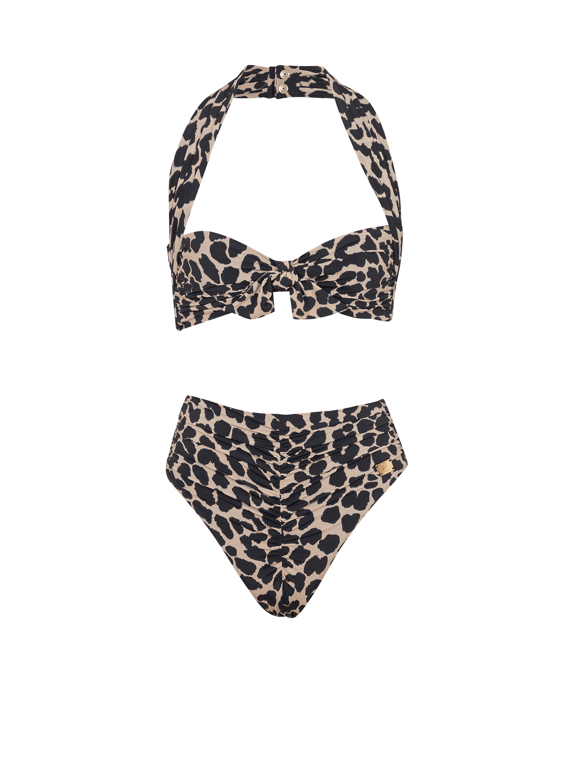 Two-piece leopard pattern swimsuit