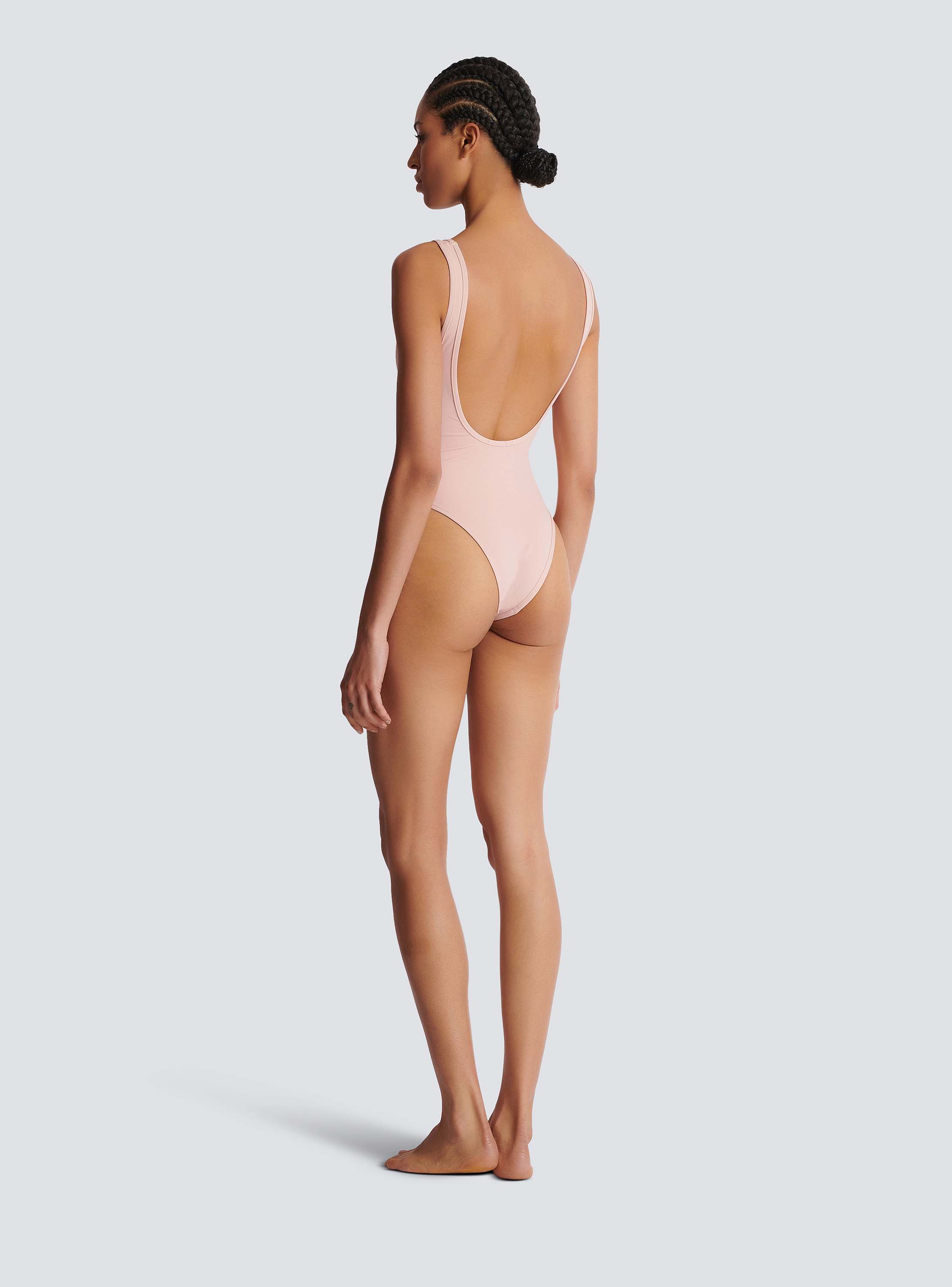 One-piece swimsuit with Balmain Paris embroidery pink One-piece swimsuit with Balmain Paris embroidery pink