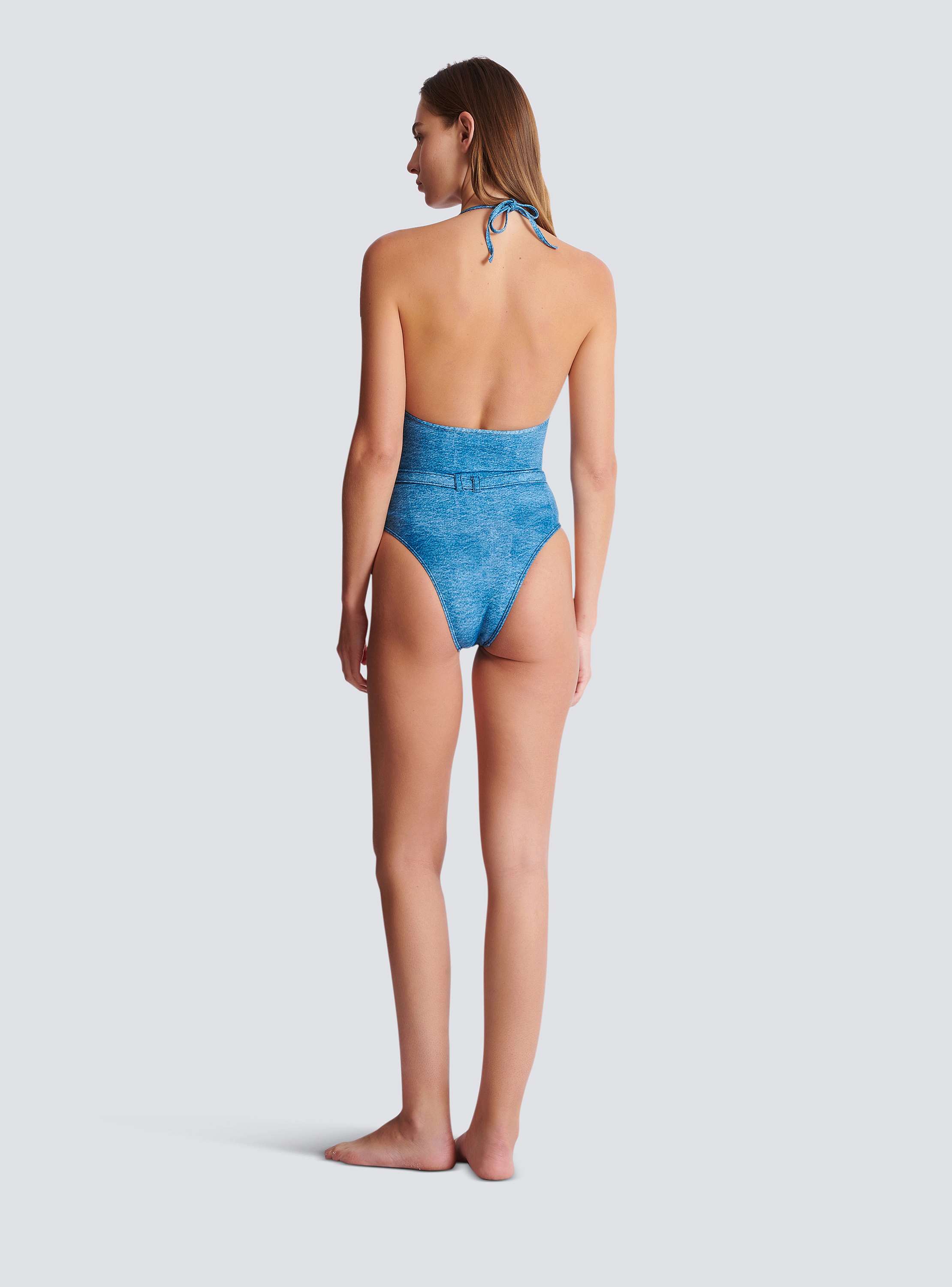 Denim one-piece swimsuit