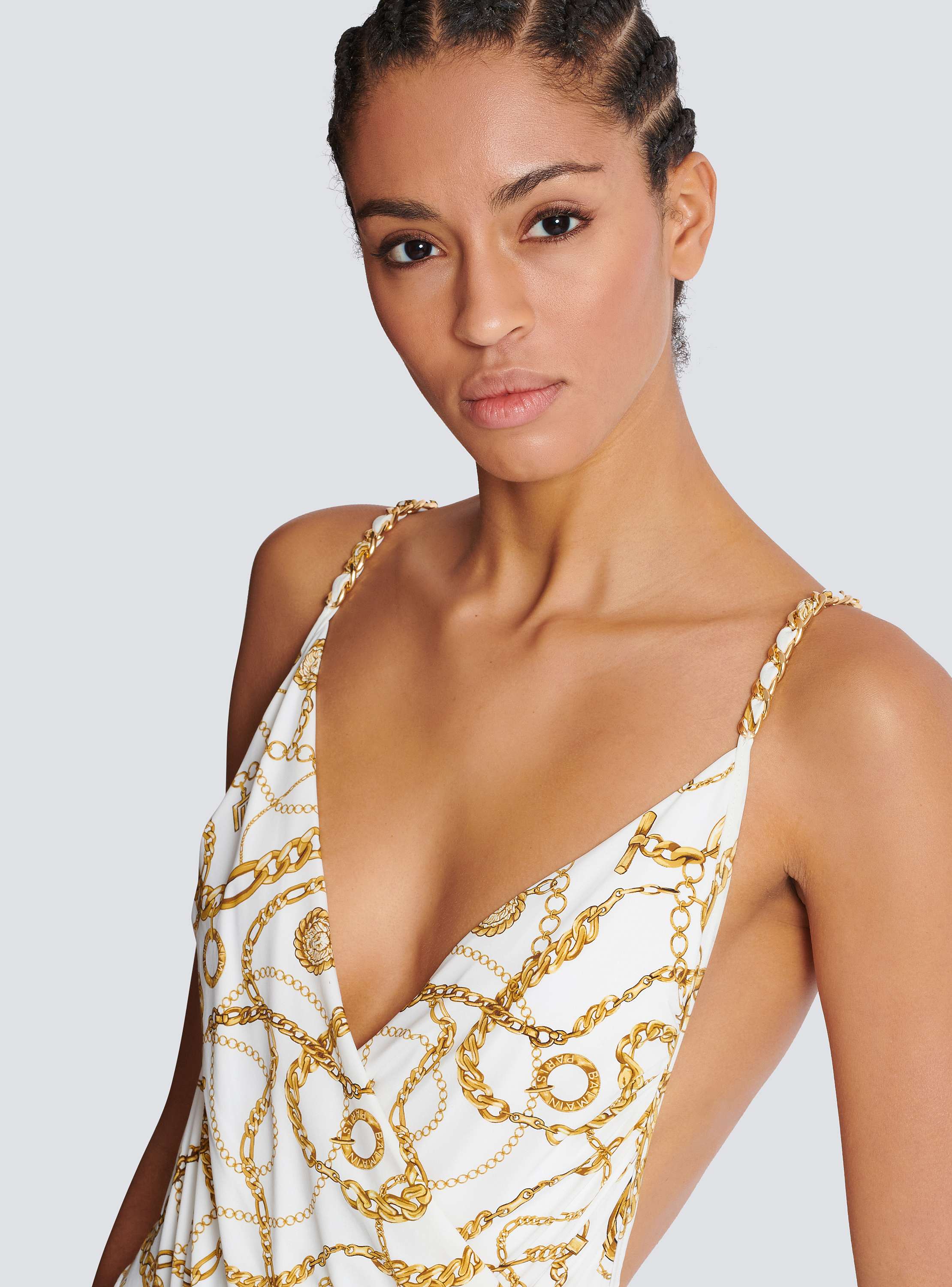 Chaînes pattern printed one-piece swimsuit gold - Women
