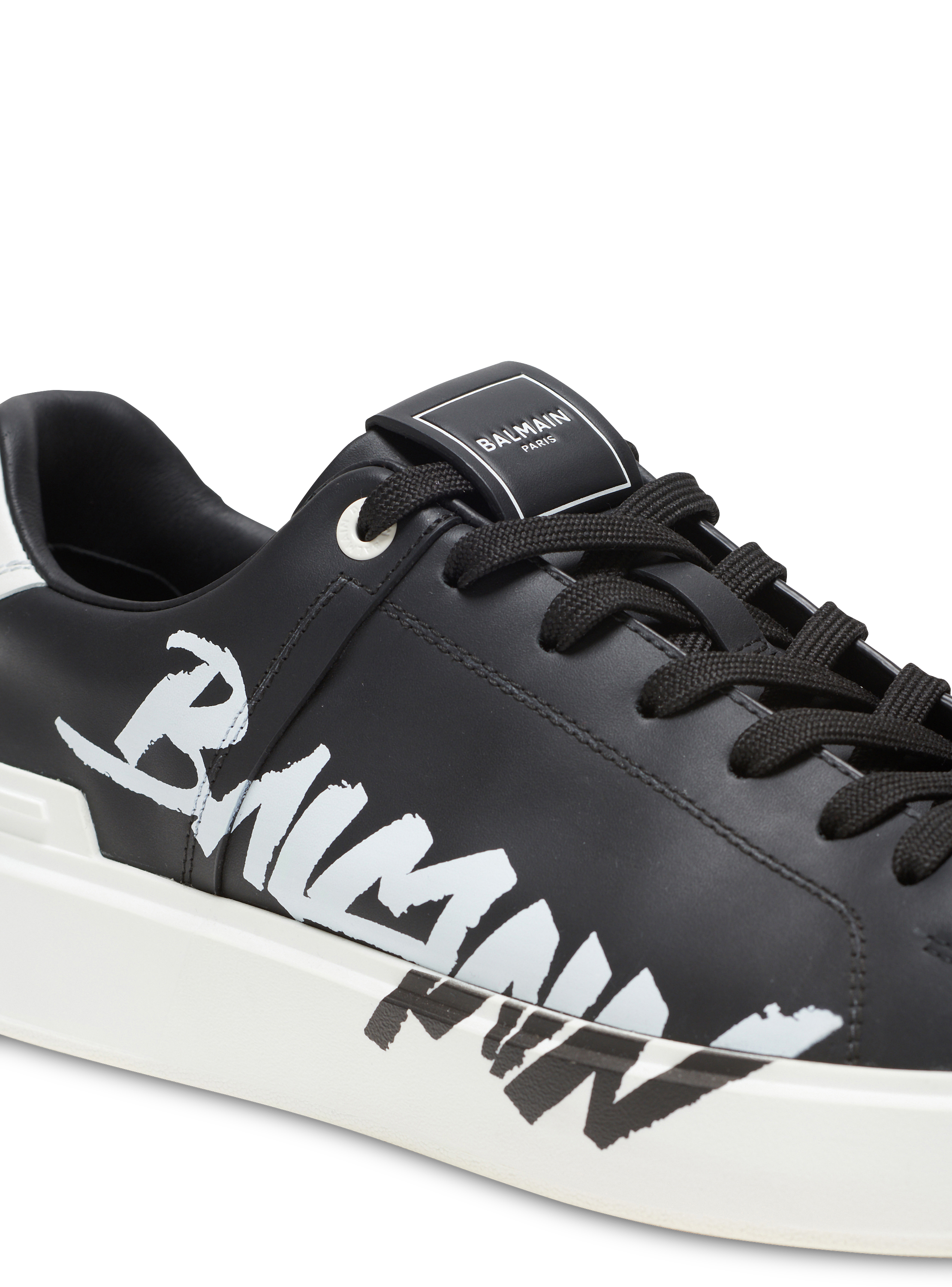 B-Court printed leather sneakers black - Men | BALMAIN