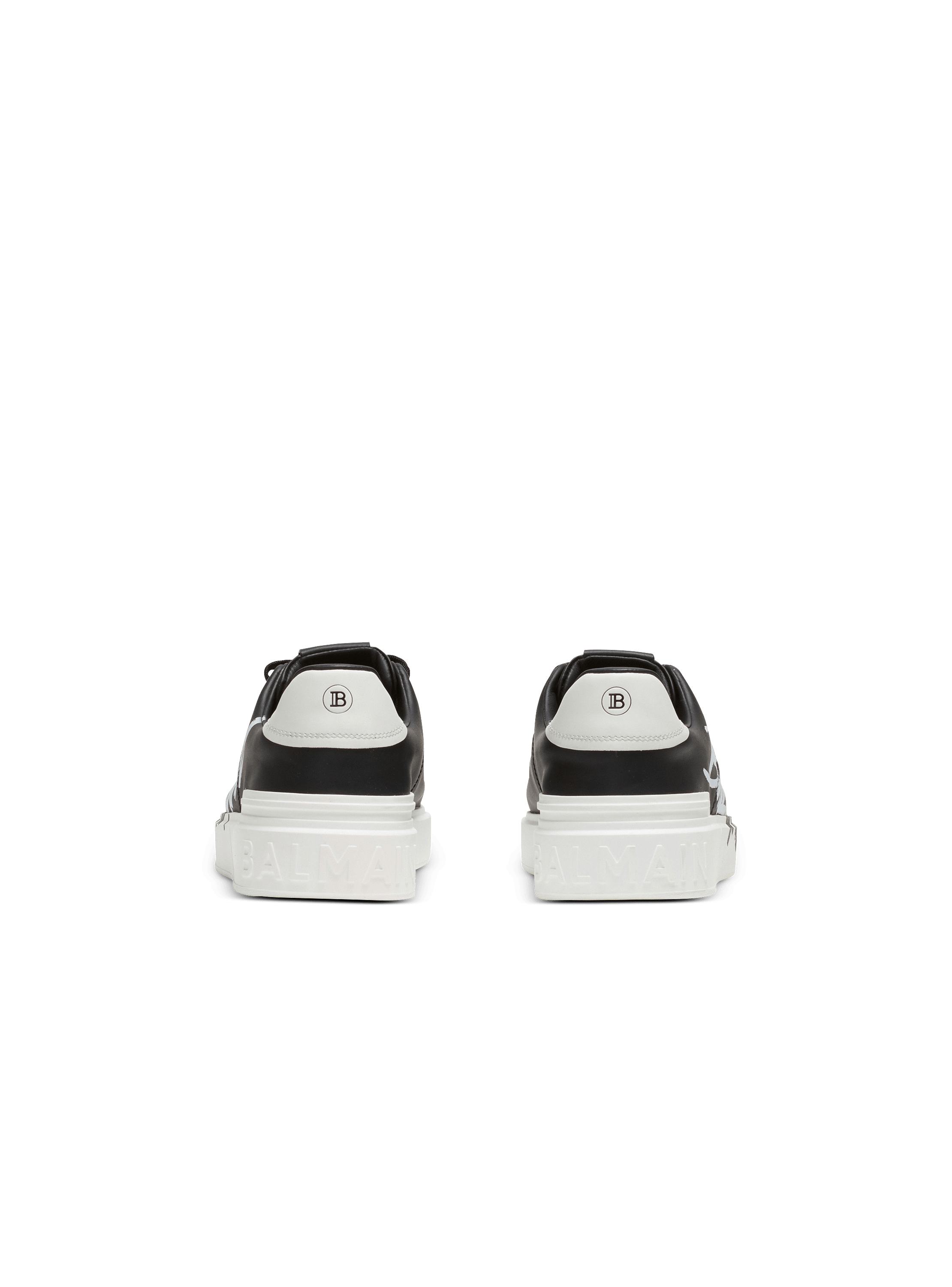 B-Court printed leather sneakers black - Men | BALMAIN
