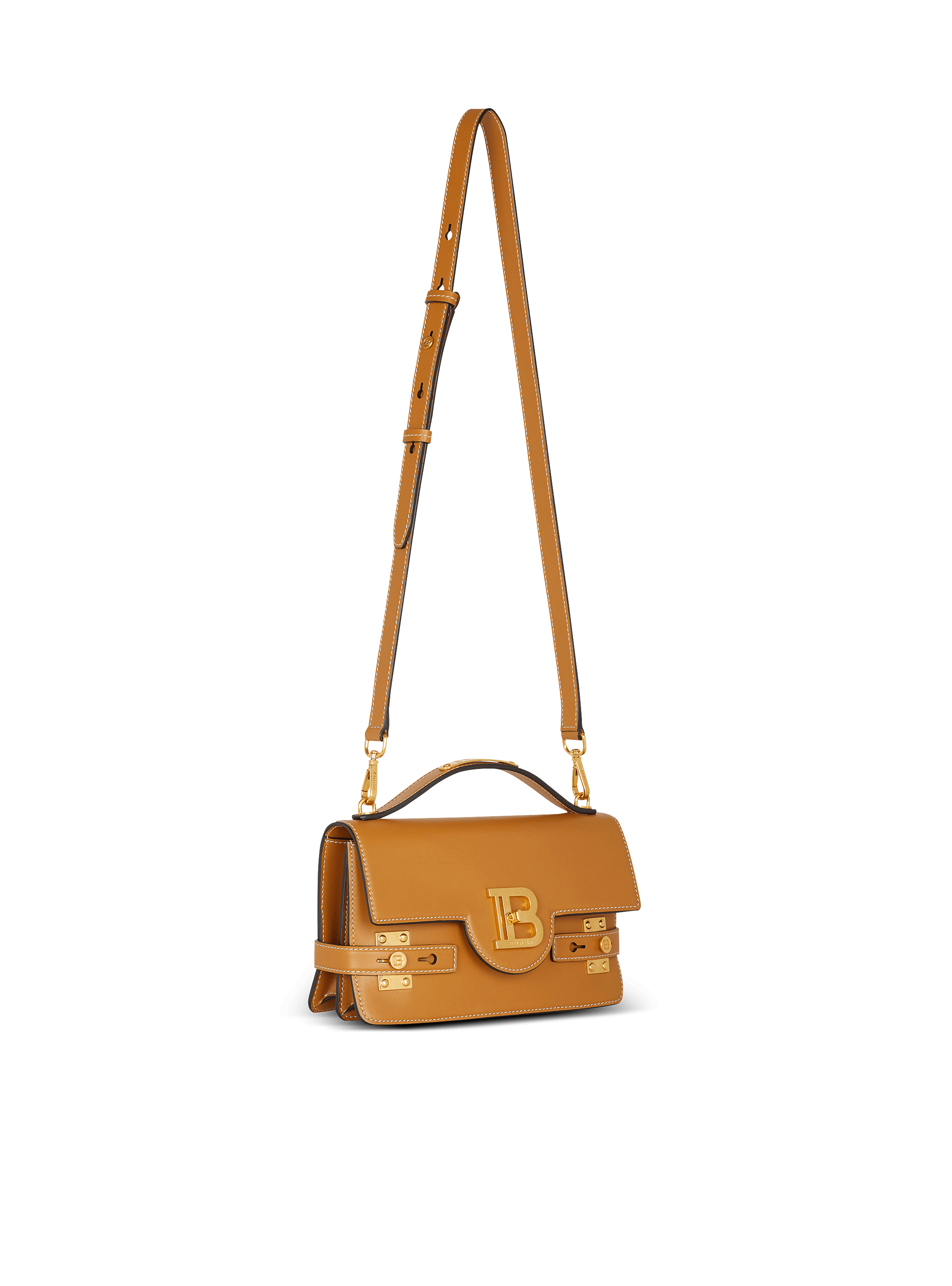 Smooth leather B-Buzz Shoulder 24 bag brown - Women | BALMAIN