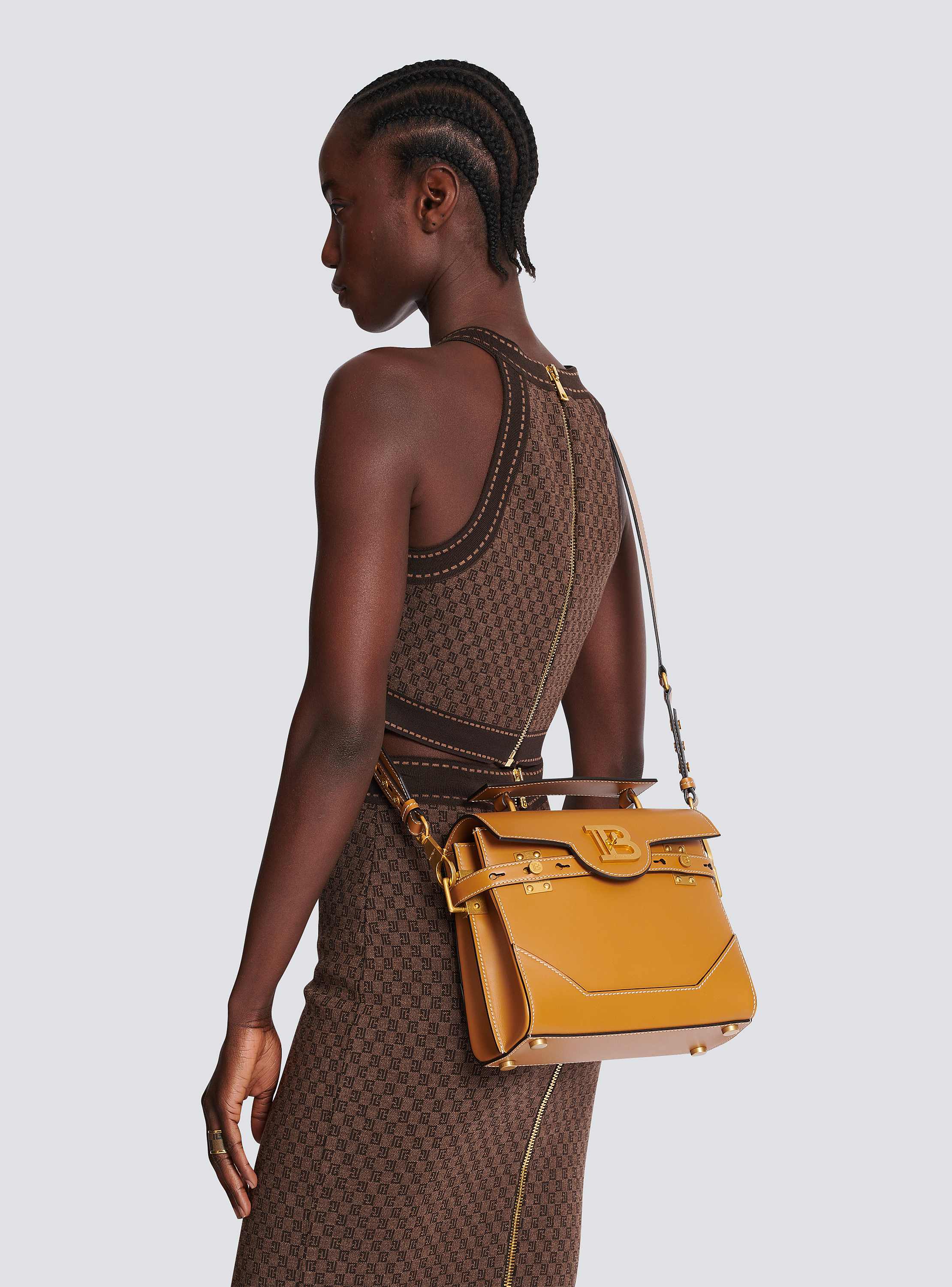 Smooth leather B-Buzz 23 bag brown - Women | BALMAIN
