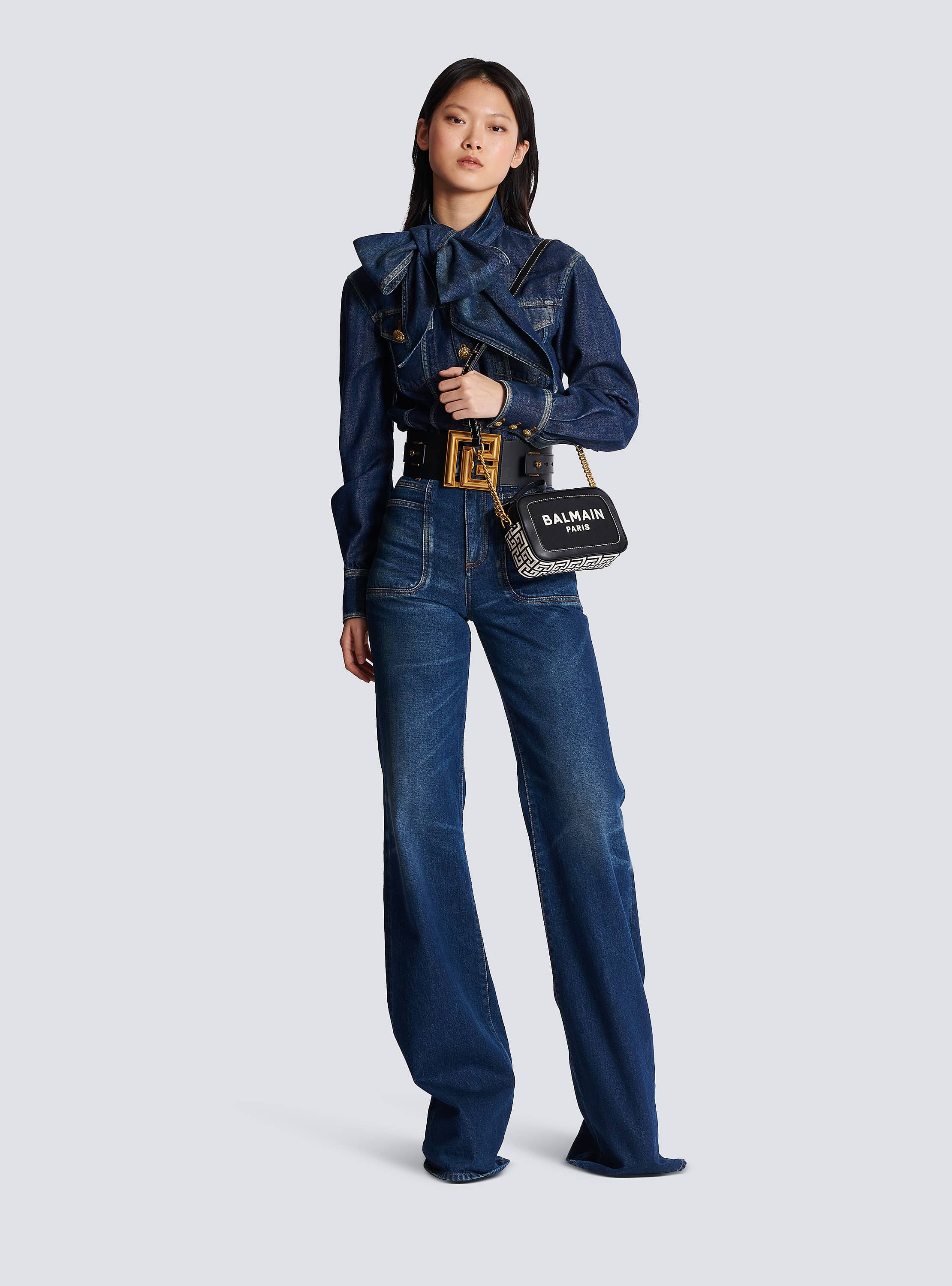 BALMAIN★レディース キャンバス&レザー クラッチバッグ B-Army canvas and leather clutch - Women | BALMAIN