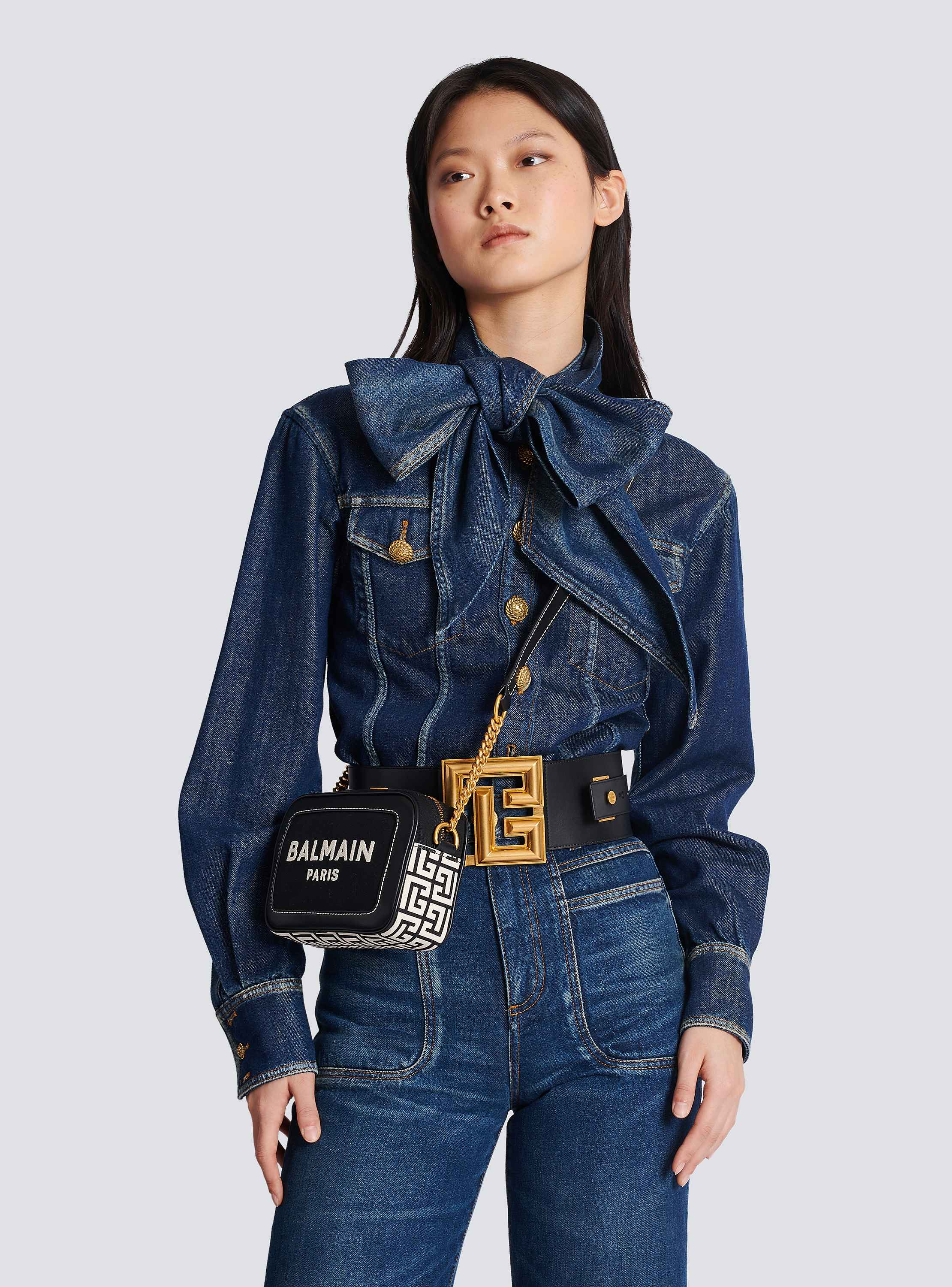 B-Army canvas and leather clutch black - Women | BALMAIN