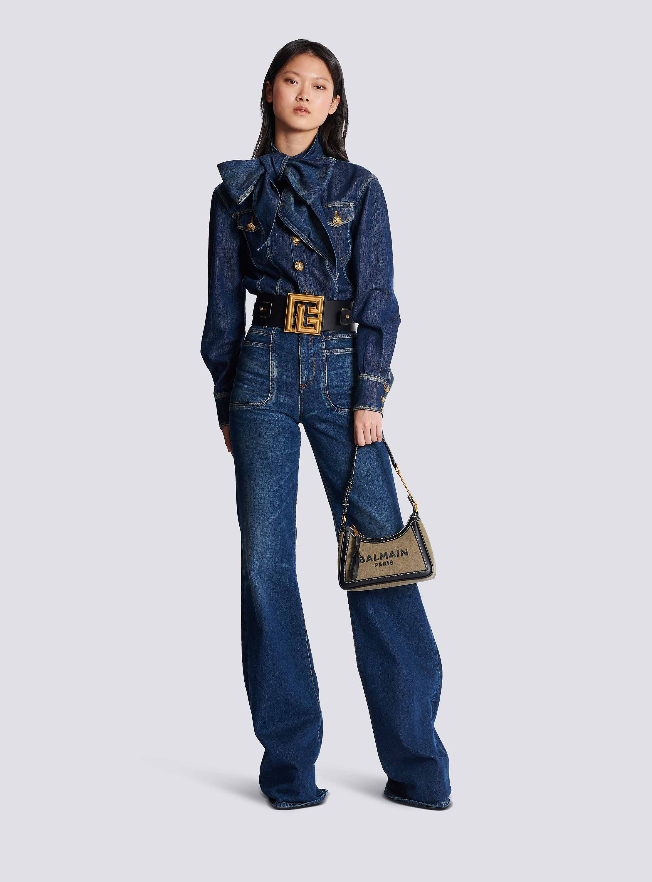 B-Army canvas bag with leather inserts