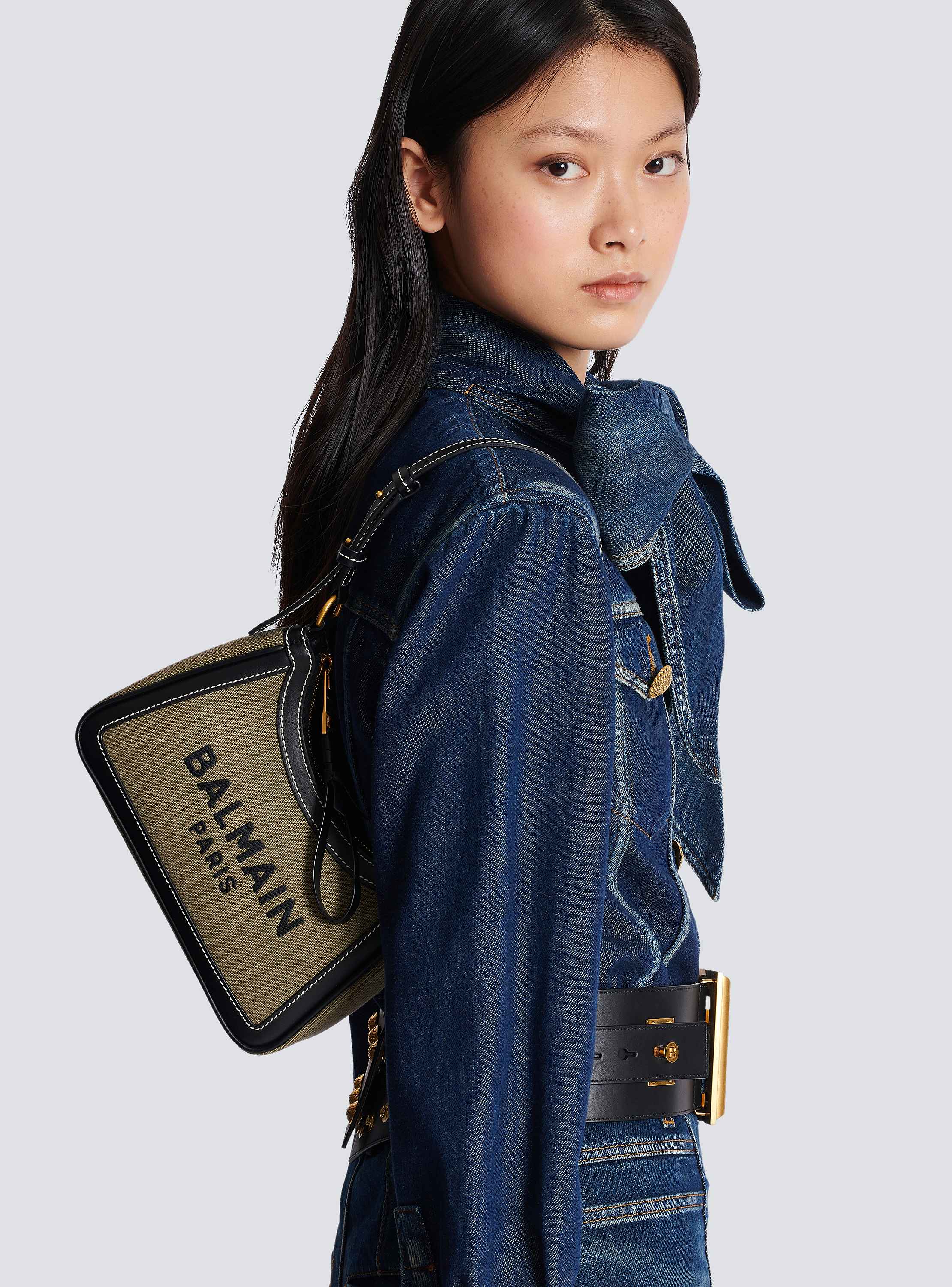 B-Army canvas bag with leather inserts