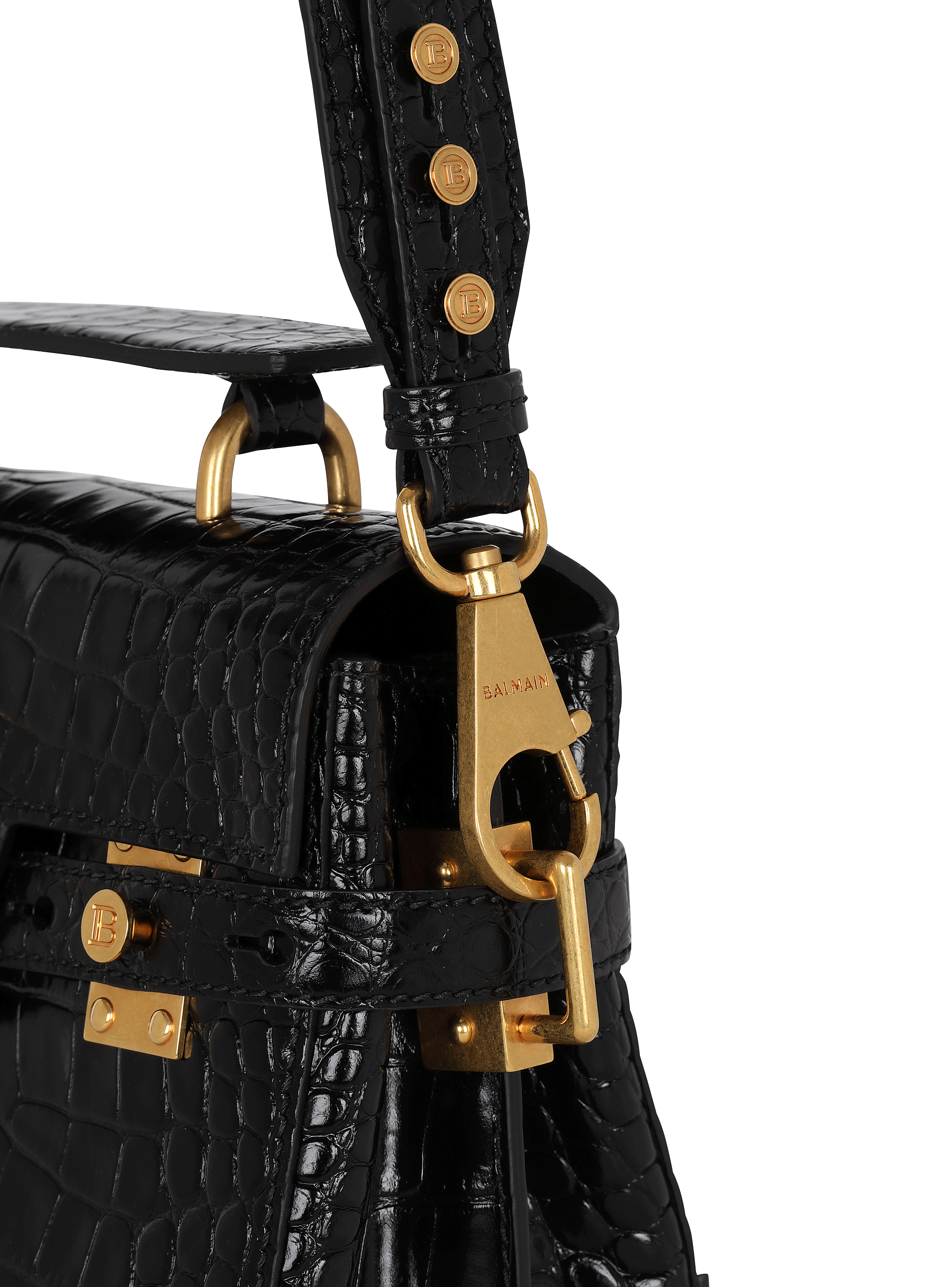 B-Buzz 23 bag in crocodile-print leather - Women | BALMAIN