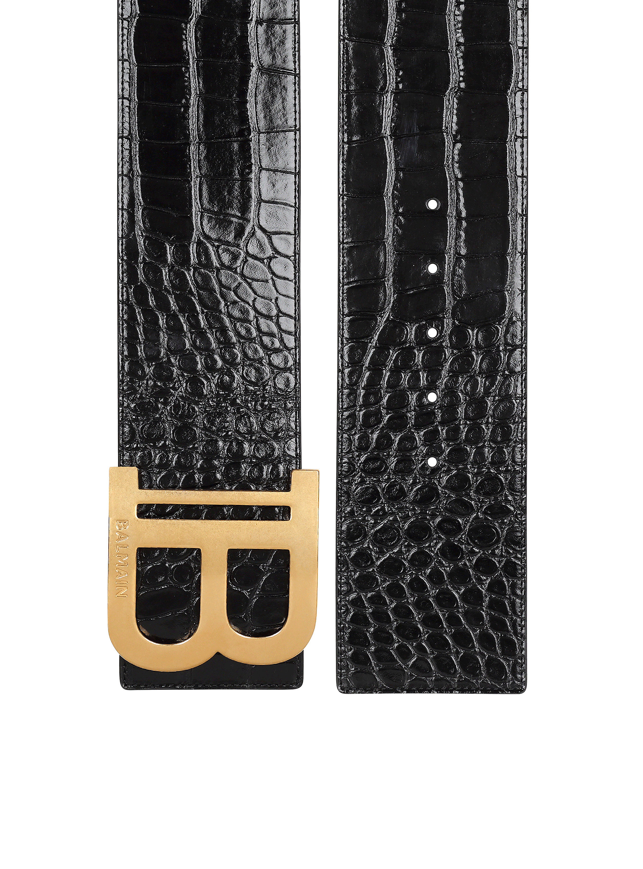 B-Belt in crocodile-print leather - Women | BALMAIN