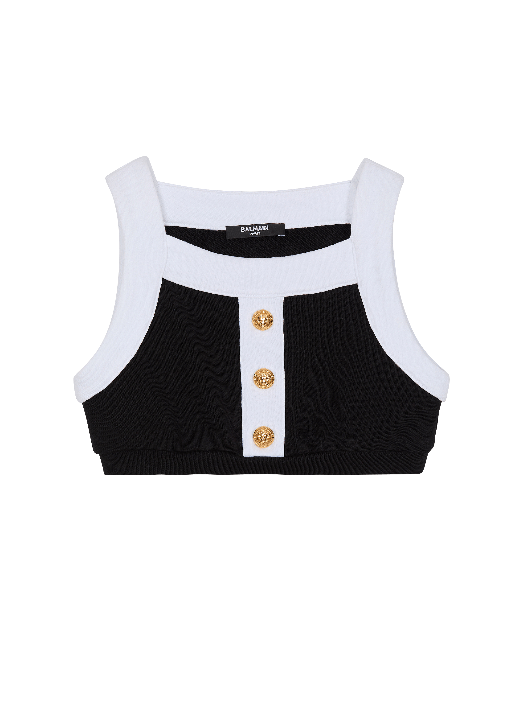 Two-tone top with buttons
