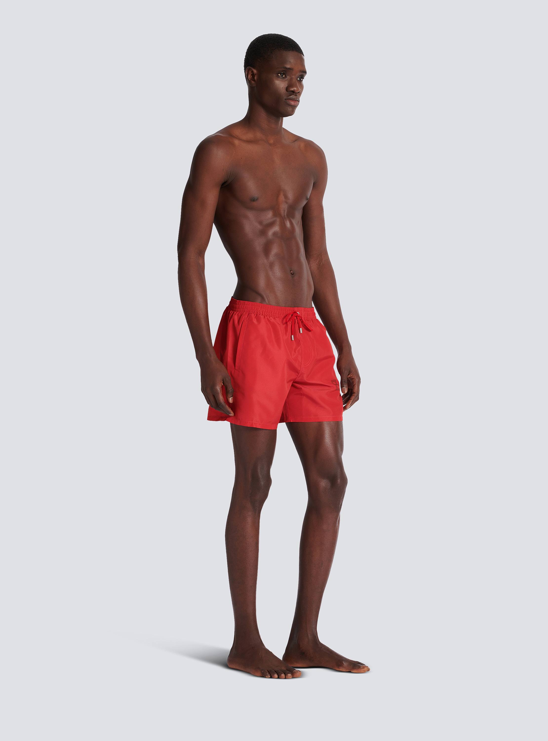 Printed Balmain Paris swim shorts red red - Men | BALMAIN