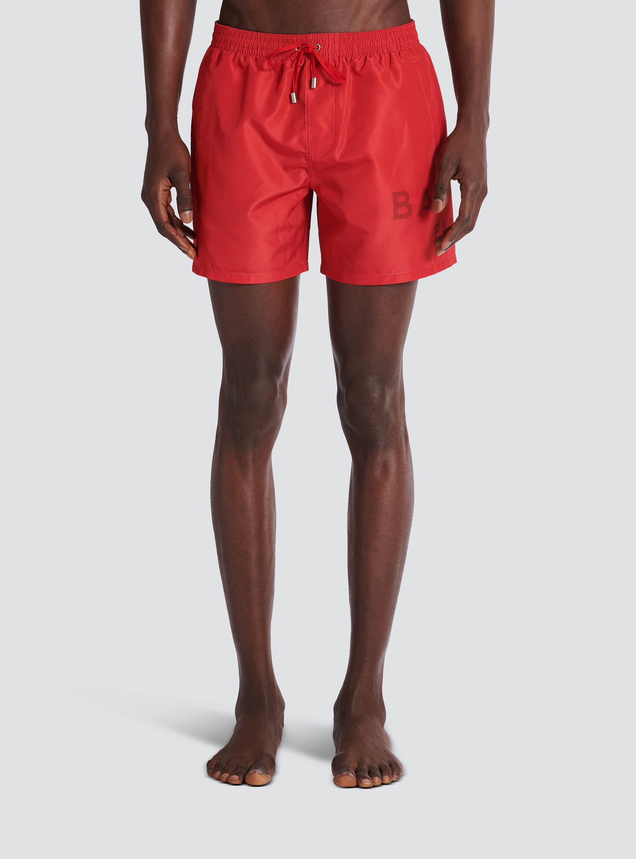 Printed Balmain Paris swim shorts red - Men | BALMAIN