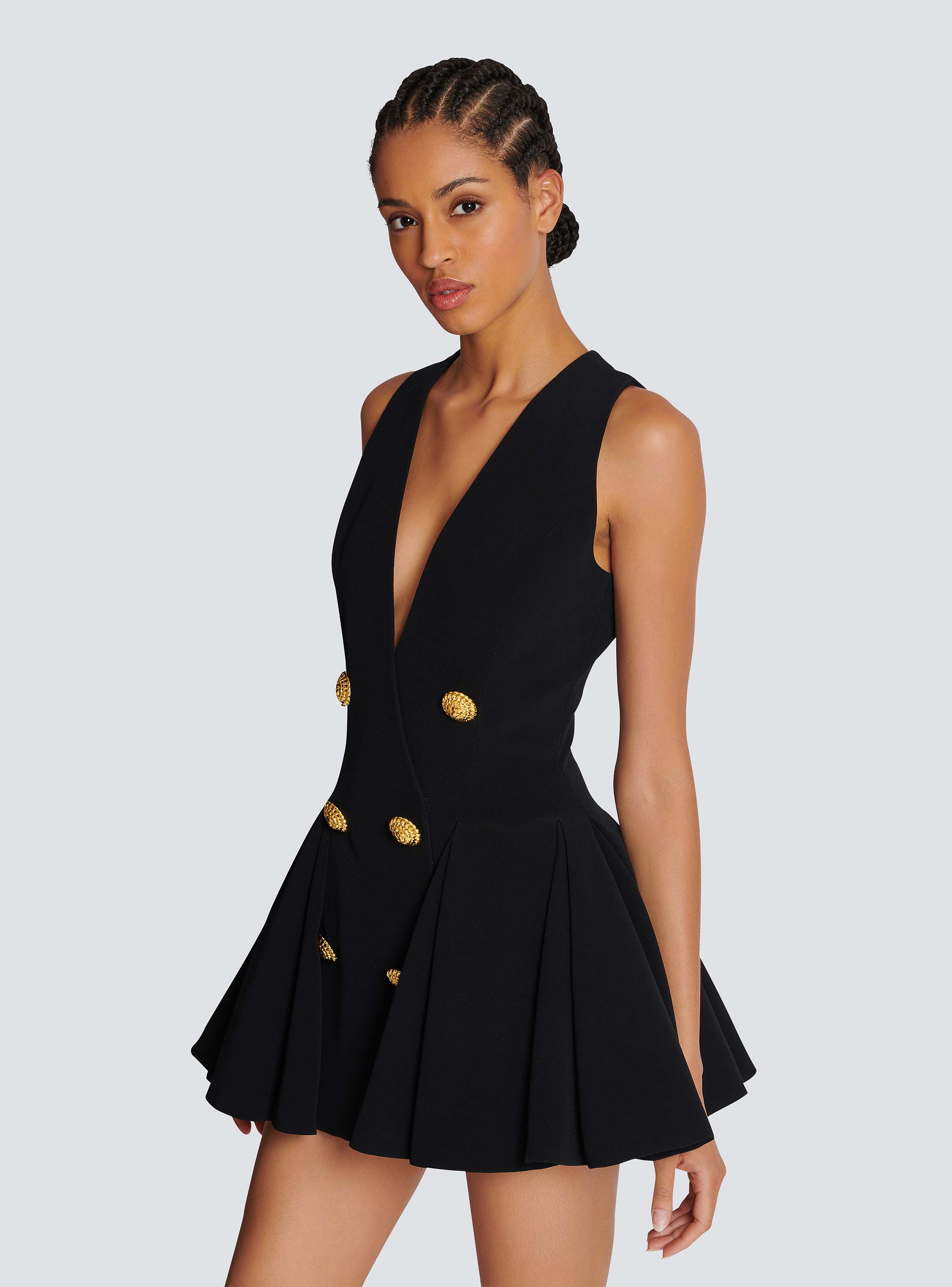 ワンピース BALMAIN FW24 VELVET DRESS (DF0R7086KH64 0PA) Short velvet dress with buttons - Women | BALMAIN
