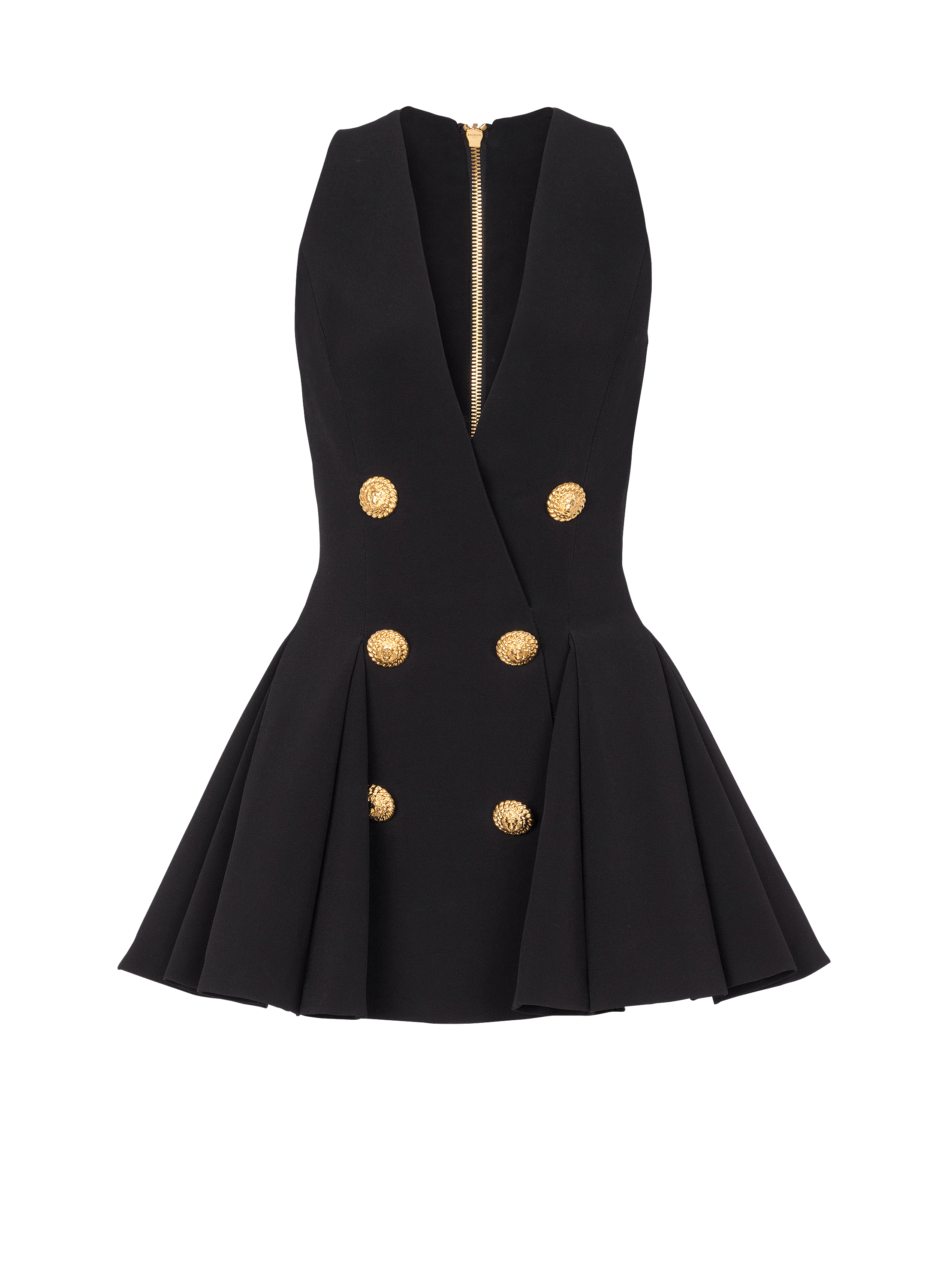 Pleated flared crepe dress