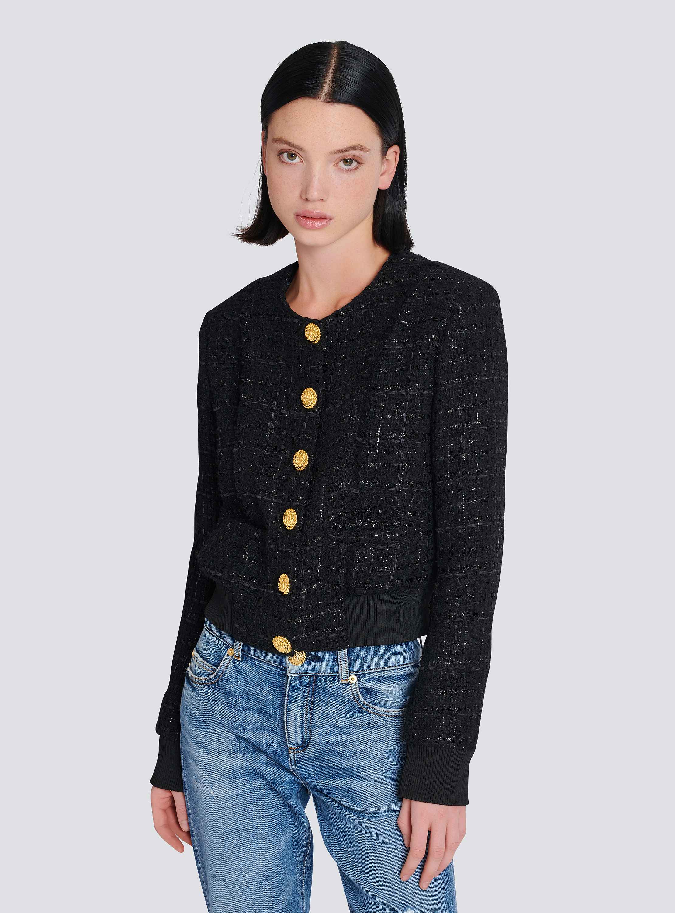 ジャケット ETMON Curved Round Tweed Jacket, Black Designer fashion, Seoul-fully created | W Concept