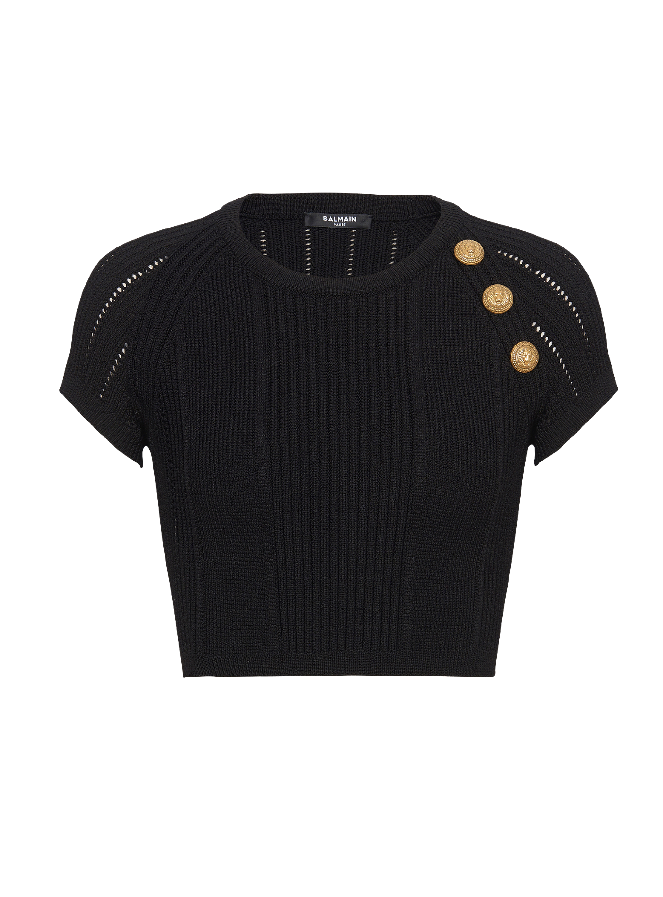 3-button fine knit top